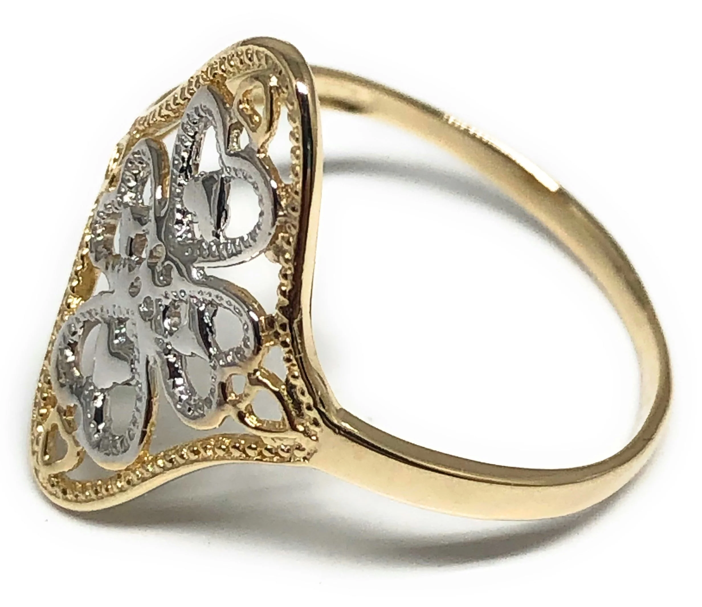14k Solid Gold Yellow & White Gold Hearts Ring (FC 182) - Image 2