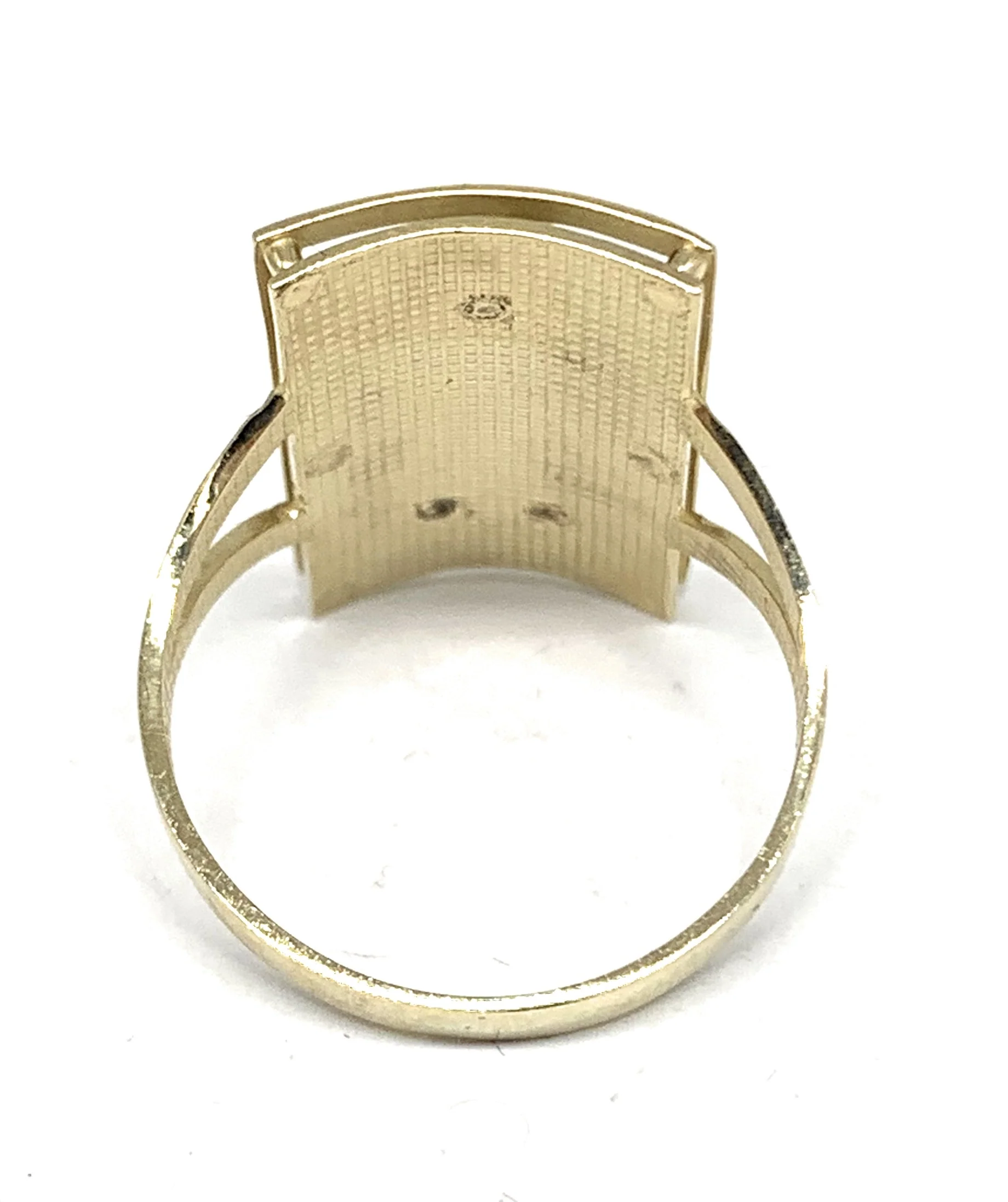 14k Solid Gold Yellow & White Gold Square Virrgin Mary Ring - Image 3