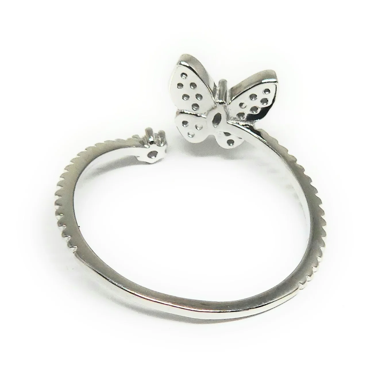 .925 Silver Butterfly CZ Adjustable Ring - Image 4
