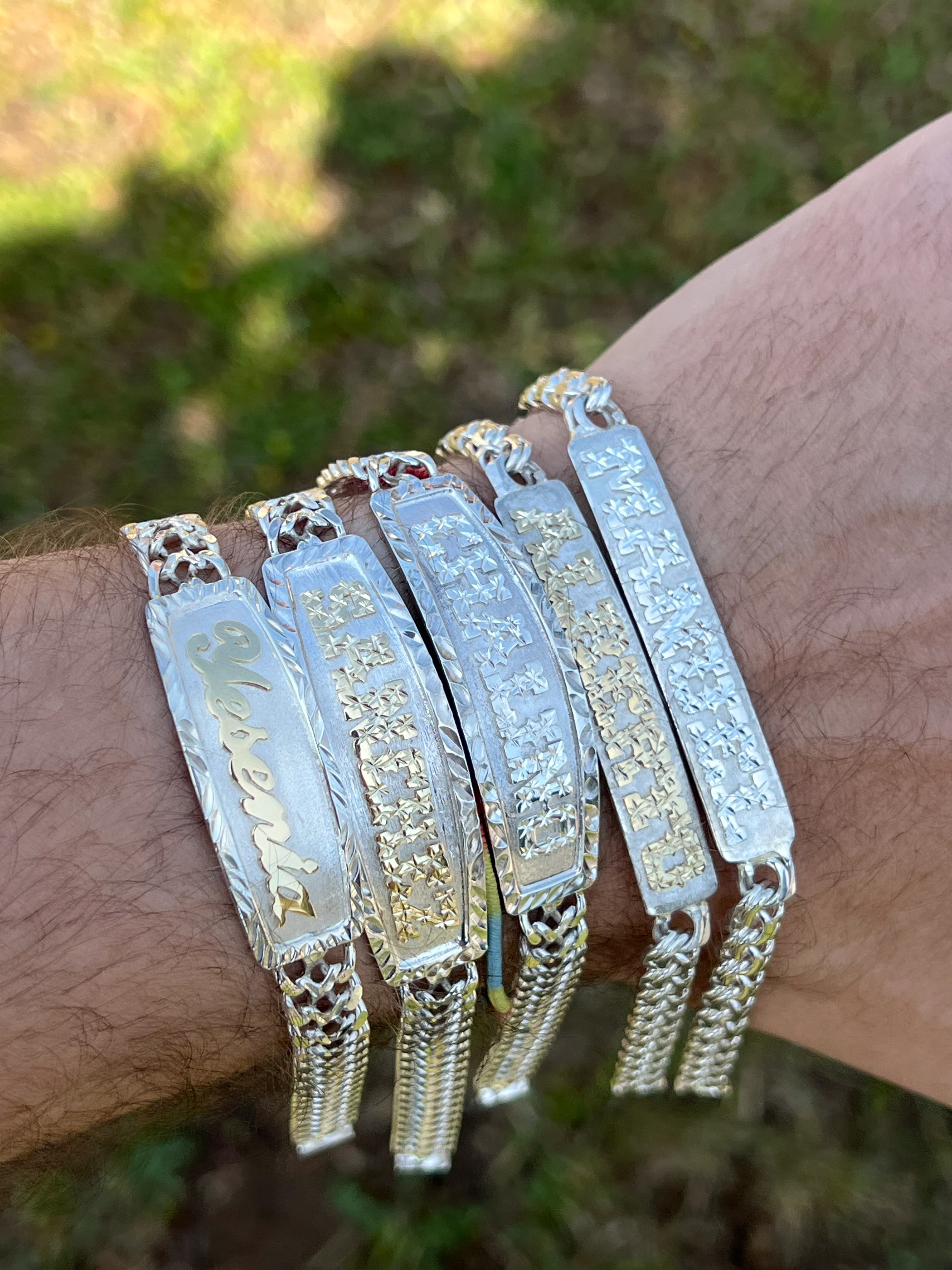 .925 Silver CHINO LINK SUPERIMPOSED (SOBREPUESTO) CUSTOMIZED 3D NAME BRRACELET 7-8 INCH 5mm WIDTH - Image 4