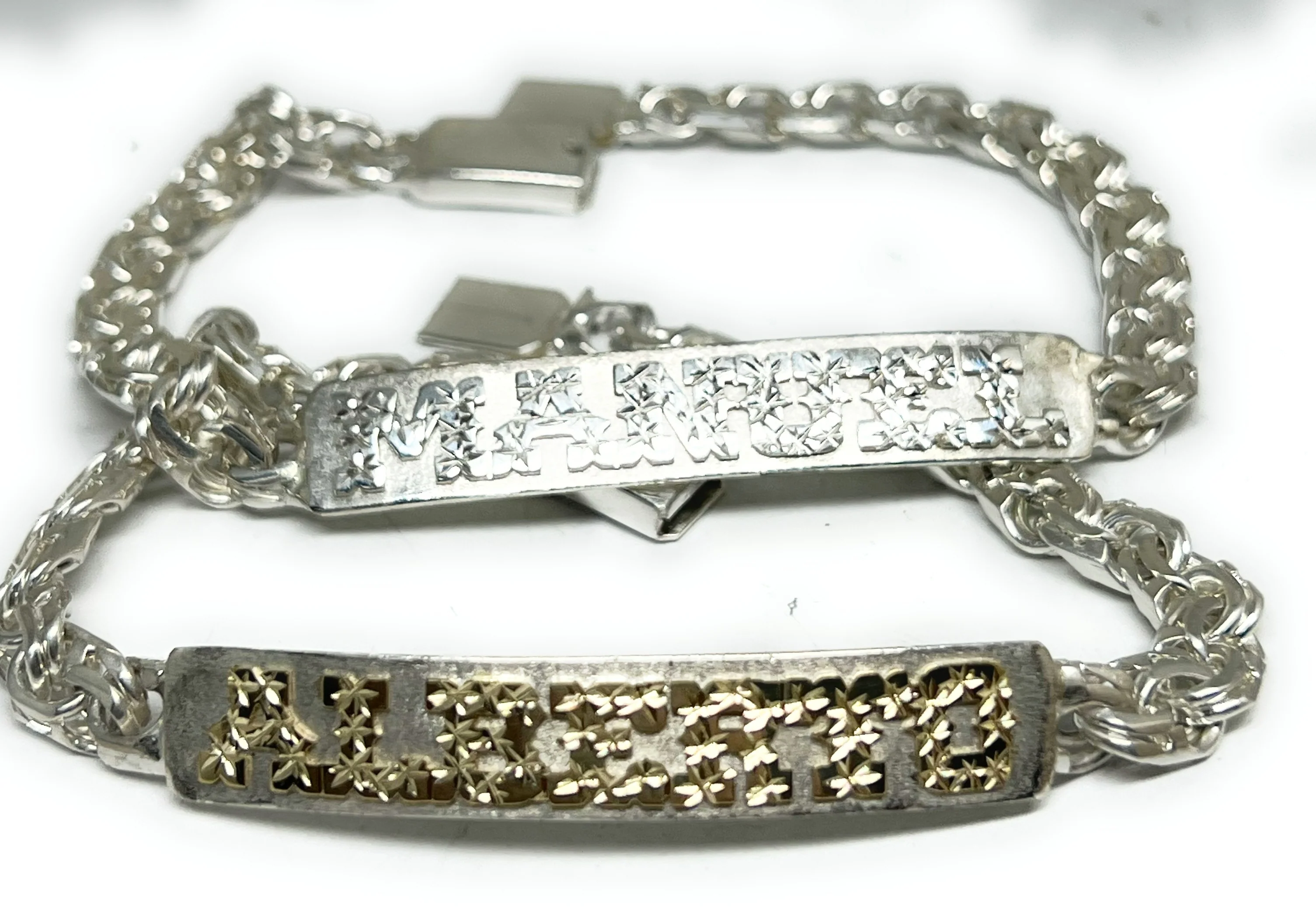 .925 Silver CHINO LINK SUPERIMPOSED (SOBREPUESTO) CUSTOMIZED 3D NAME BRRACELET 7-8 INCH 5mm WIDTH - Image 8