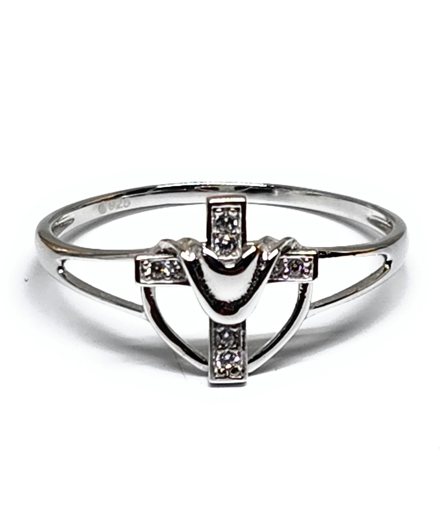 .925 Silver Cross CZ Ring