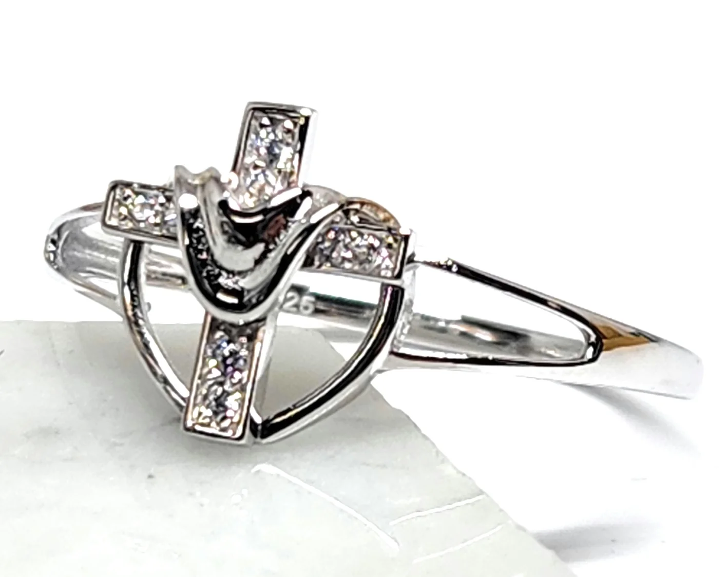 .925 Silver Cross CZ Ring - Image 2