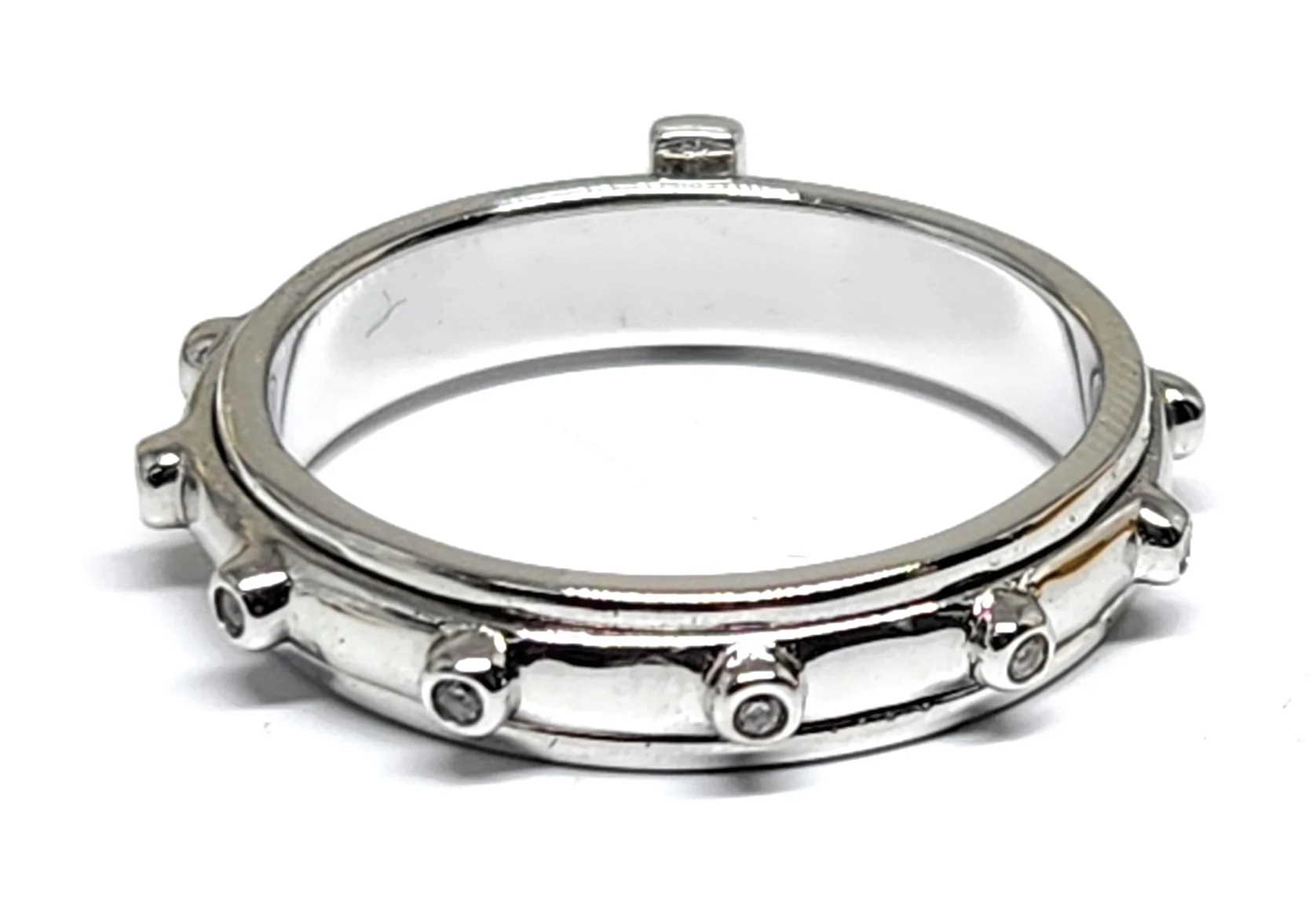 .925 Silver Cross SPINNING CZ Ring - Image 3