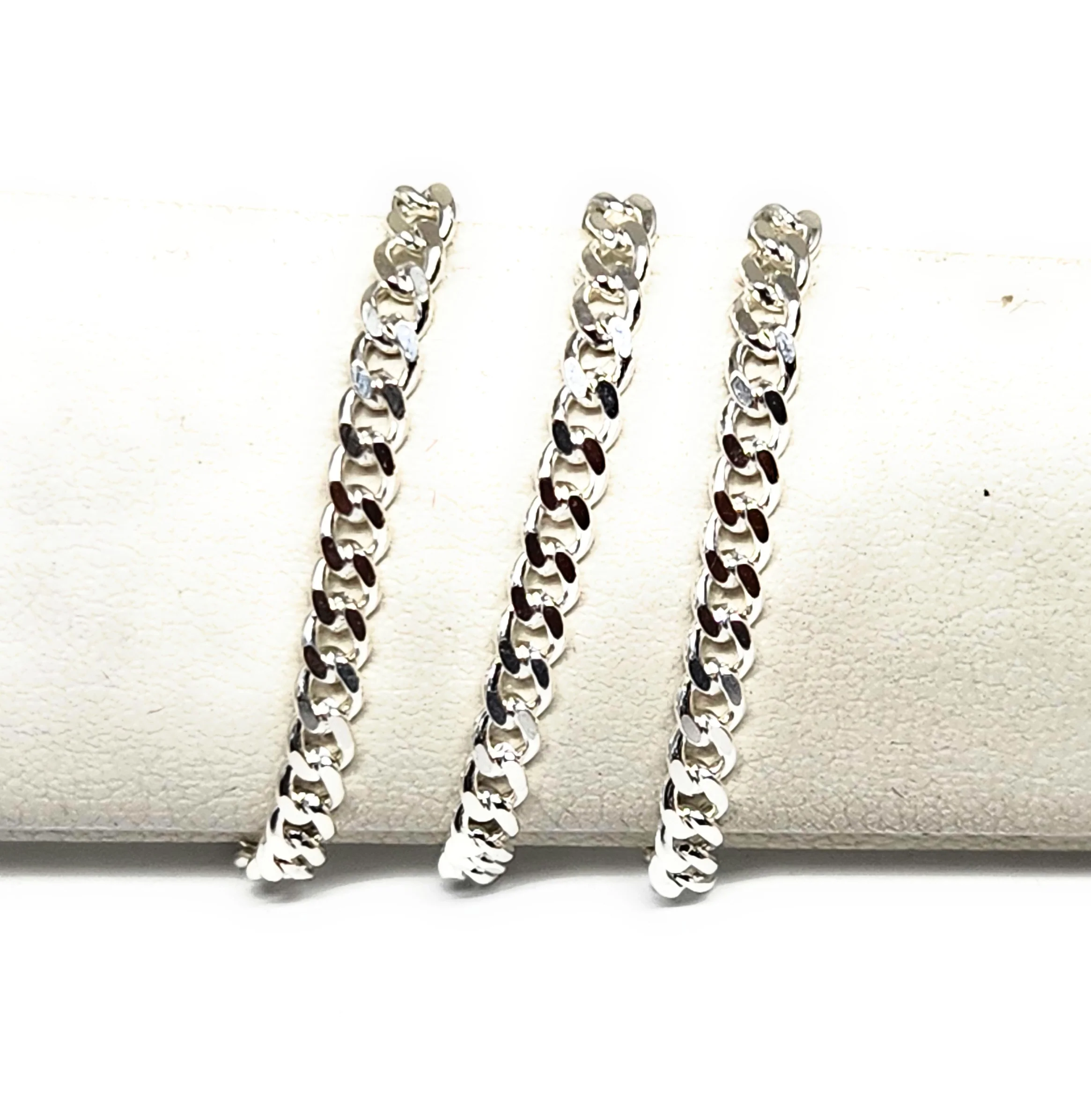 .925 Silver Cuban Link 7-9 inch 3mm width Braccelet - Image 3