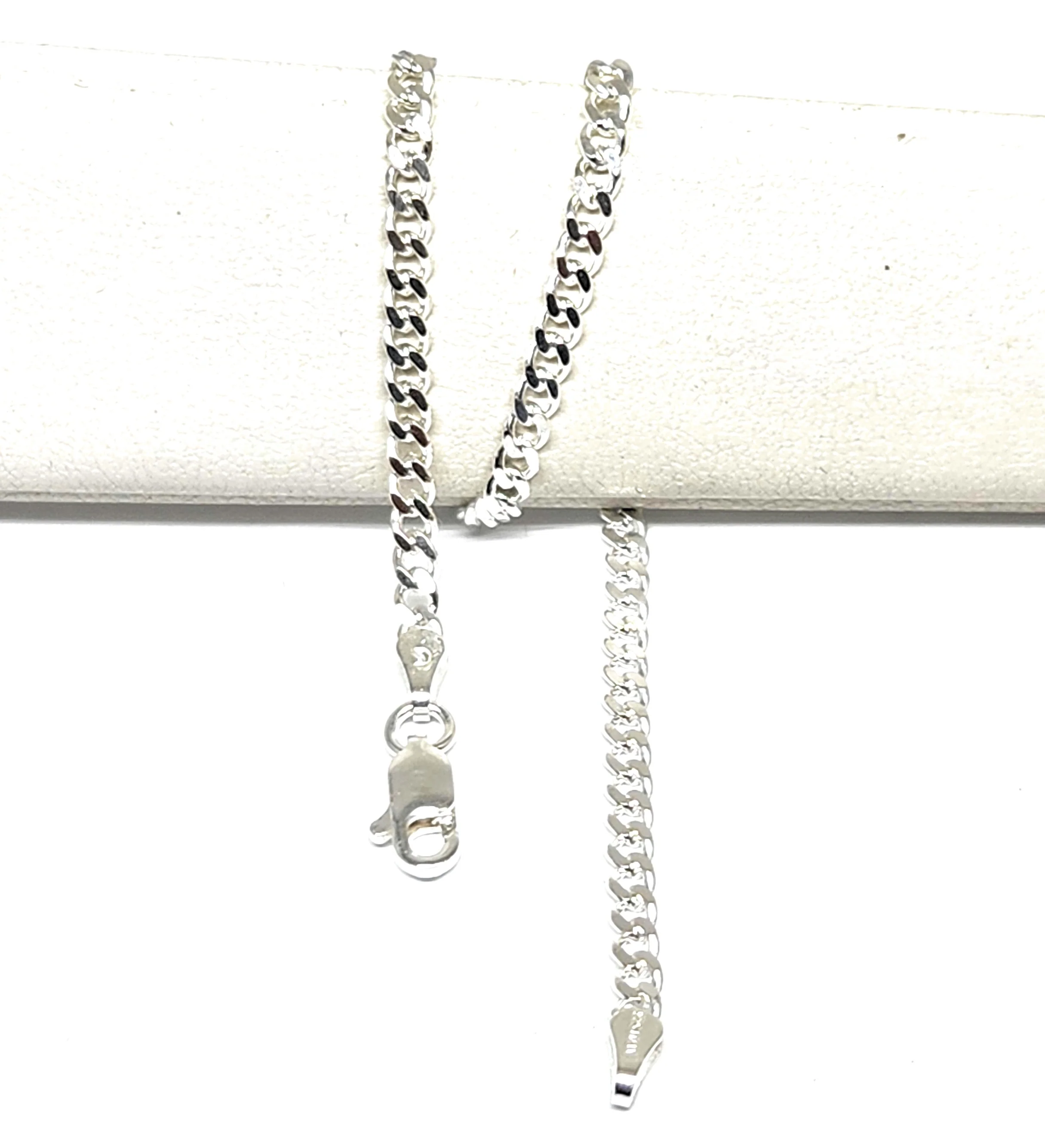 .925 Silver Cuban Link 7-9 inch 3mm width Braccelet - Image 4