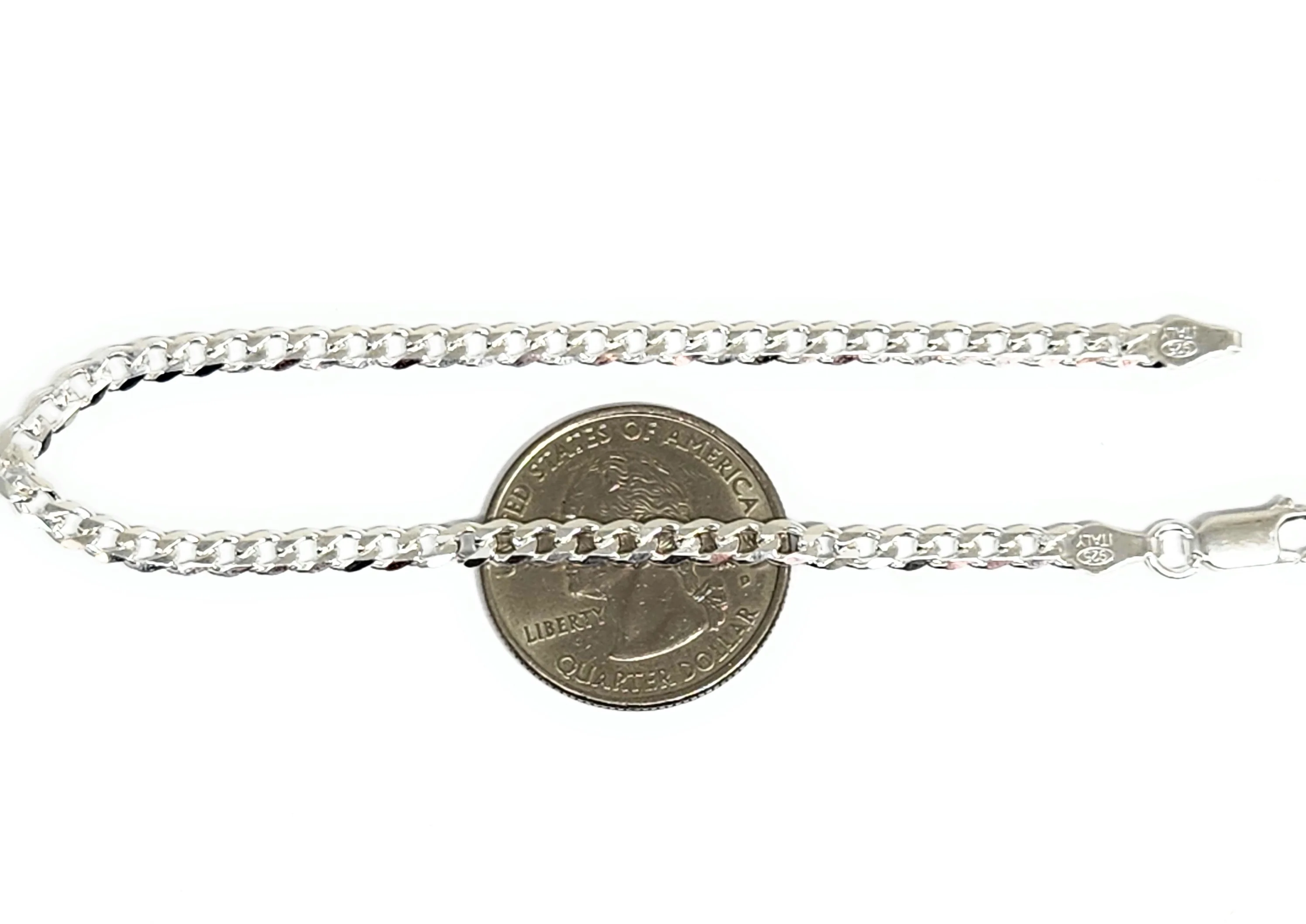 .925 Silver CURB Cuban Link 7-9 inch 4mm width Braccelet - Image 2