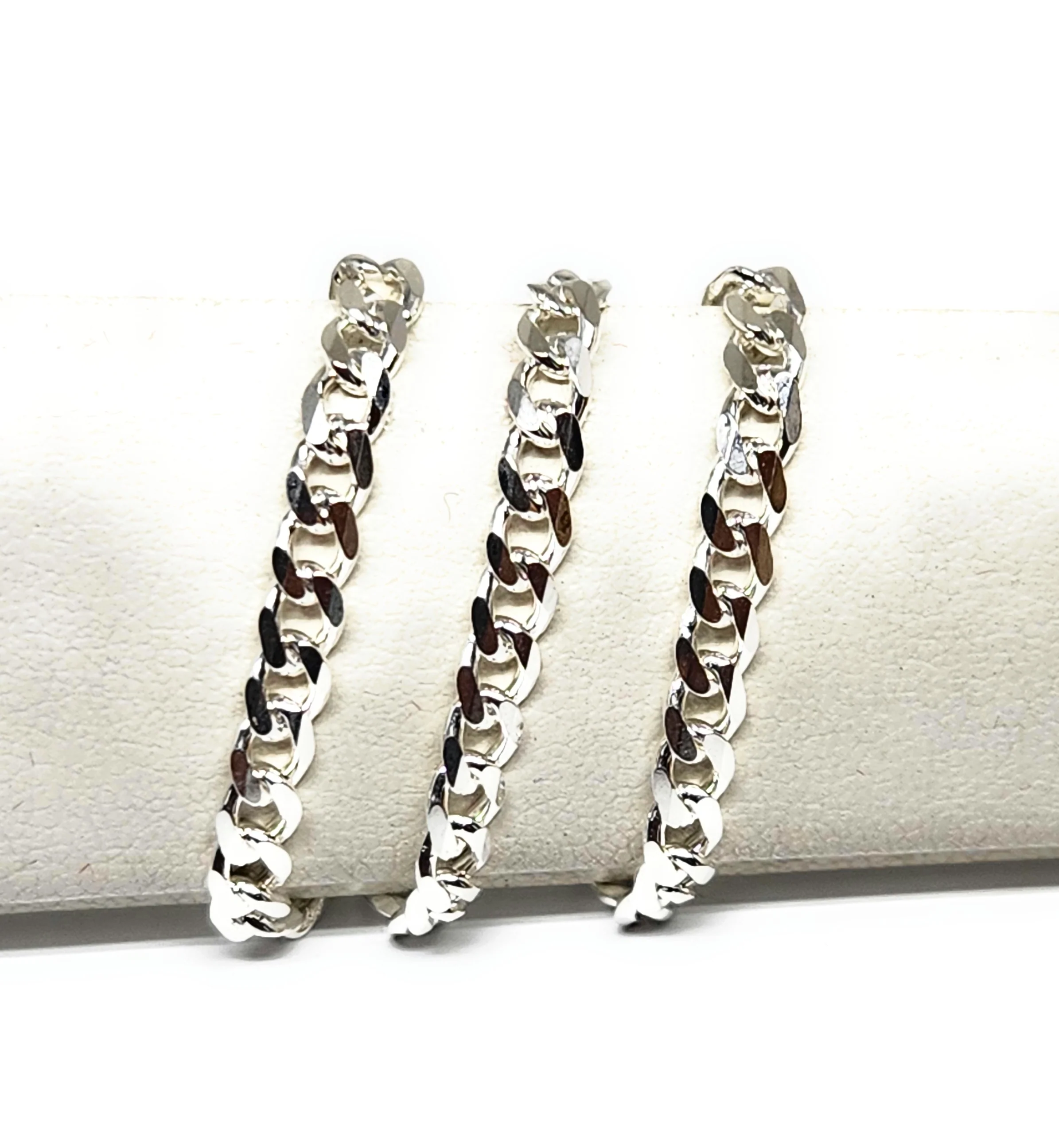 .925 Silver CURB Cuban Link 7-9 inch 4mm width Braccelet - Image 3