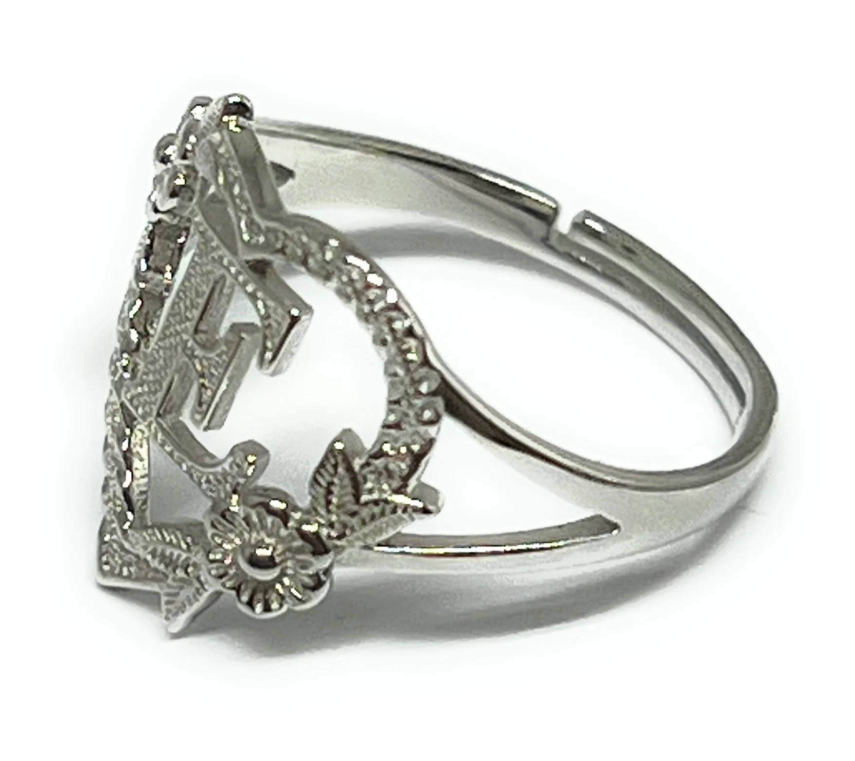 .925 Silver CUSTOMIZED Gold Heart Initial Letter Ring Adjustable sizes 6-12 - Image 2