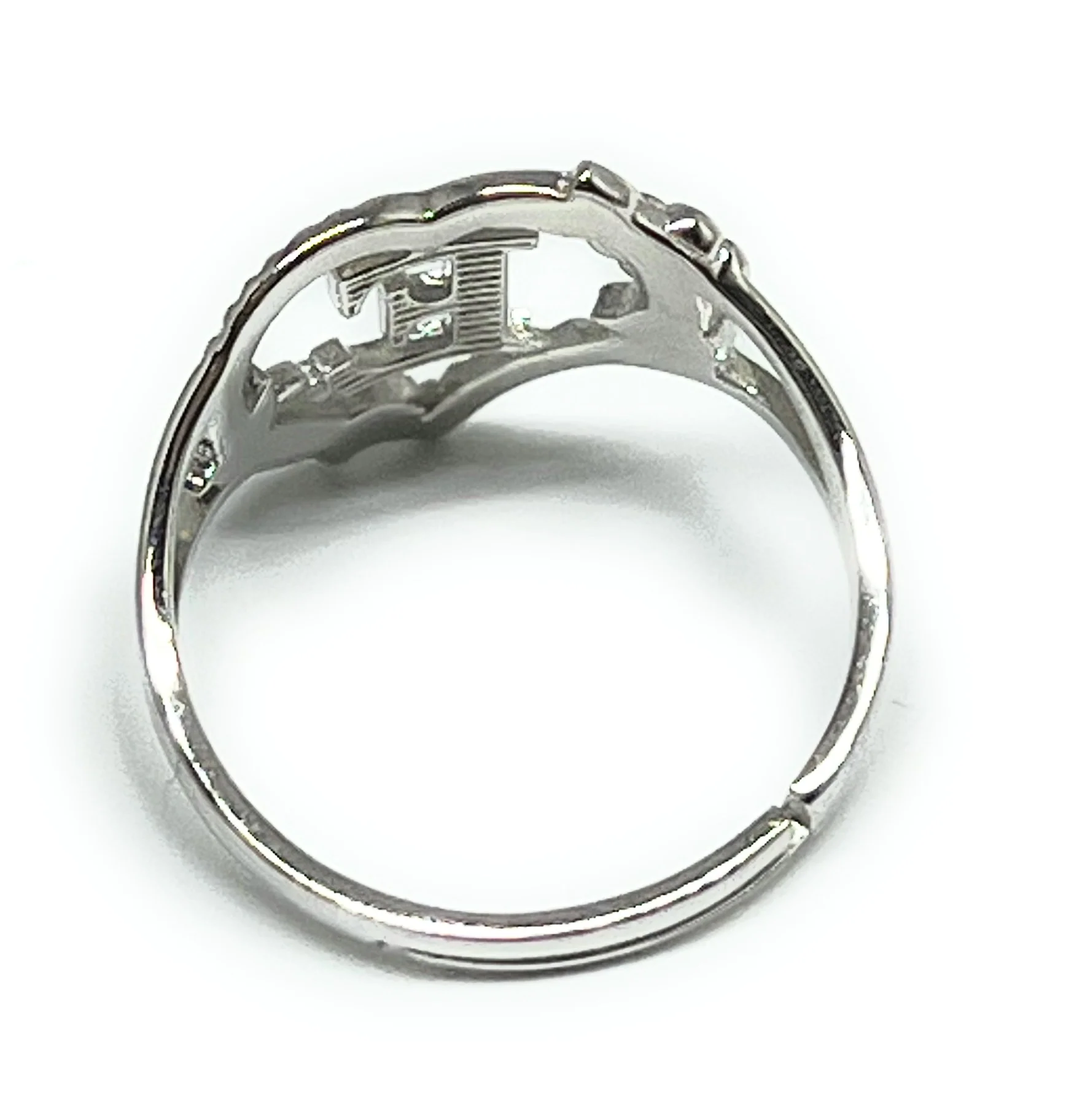.925 Silver CUSTOMIZED Gold Heart Initial Letter Ring Adjustable sizes 6-12 - Image 3