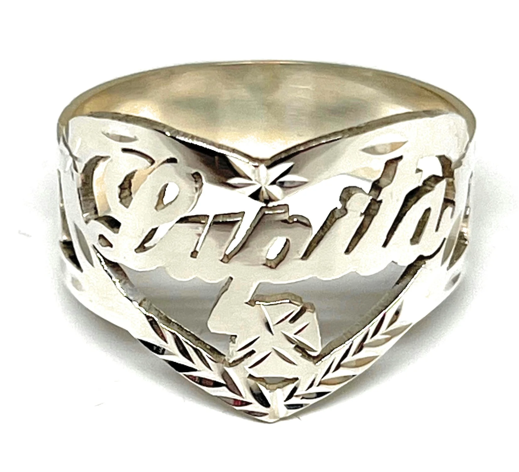 .925 Silver CUSTOMIZED Heart Name Ring