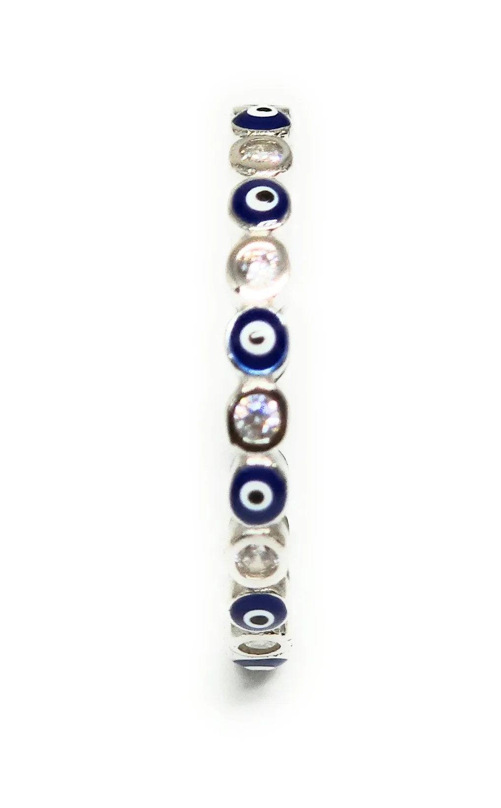 .925 Silver CZ BLUE Evil Eye Ring - Image 2
