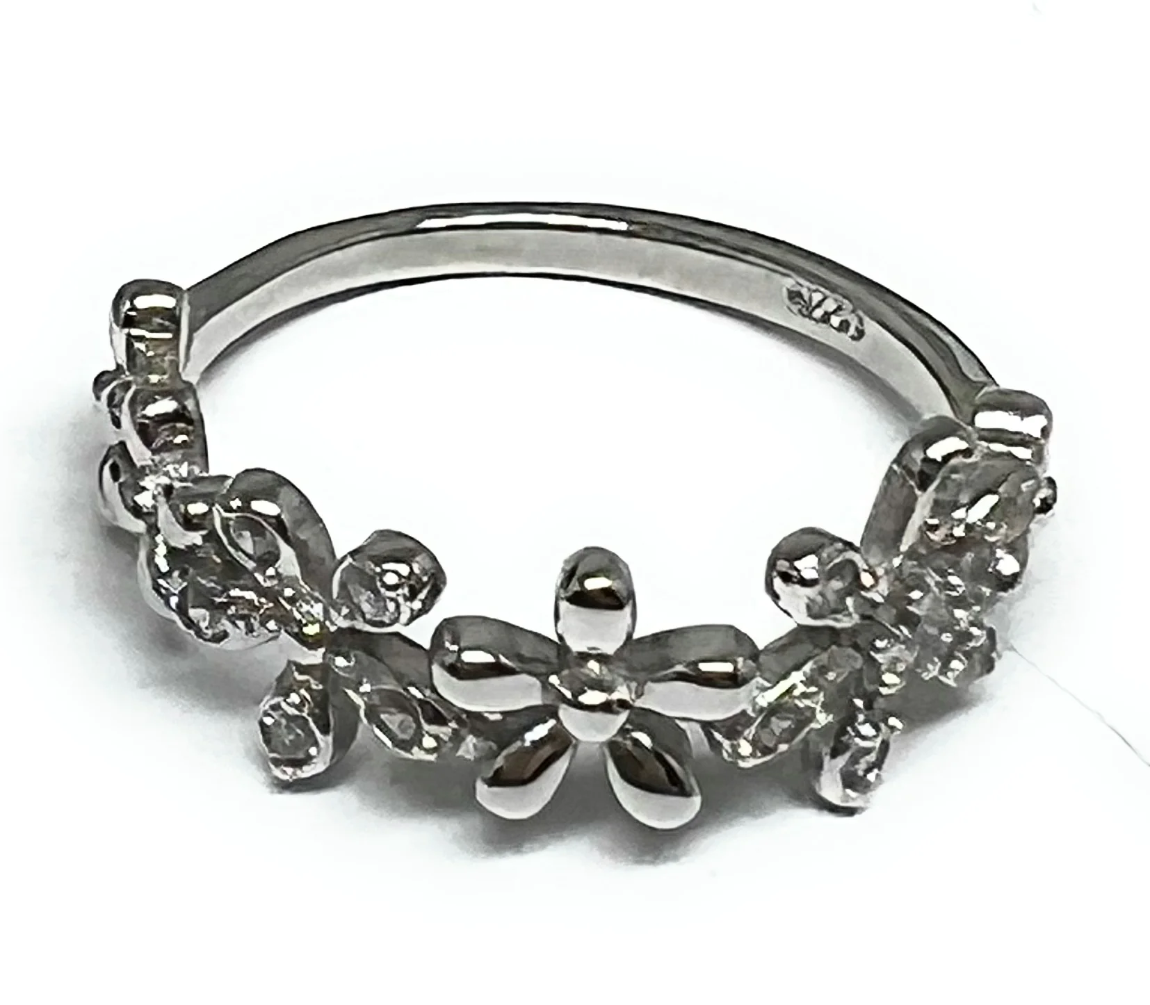 .925 Silver CZ Flower Ring (FCS 07)
