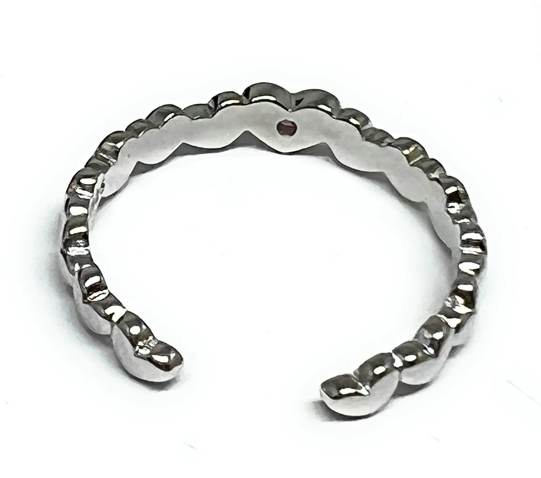 .925 Silver CZ Mini Hearts Band Adjustable Ring (FCS 23) - Image 3