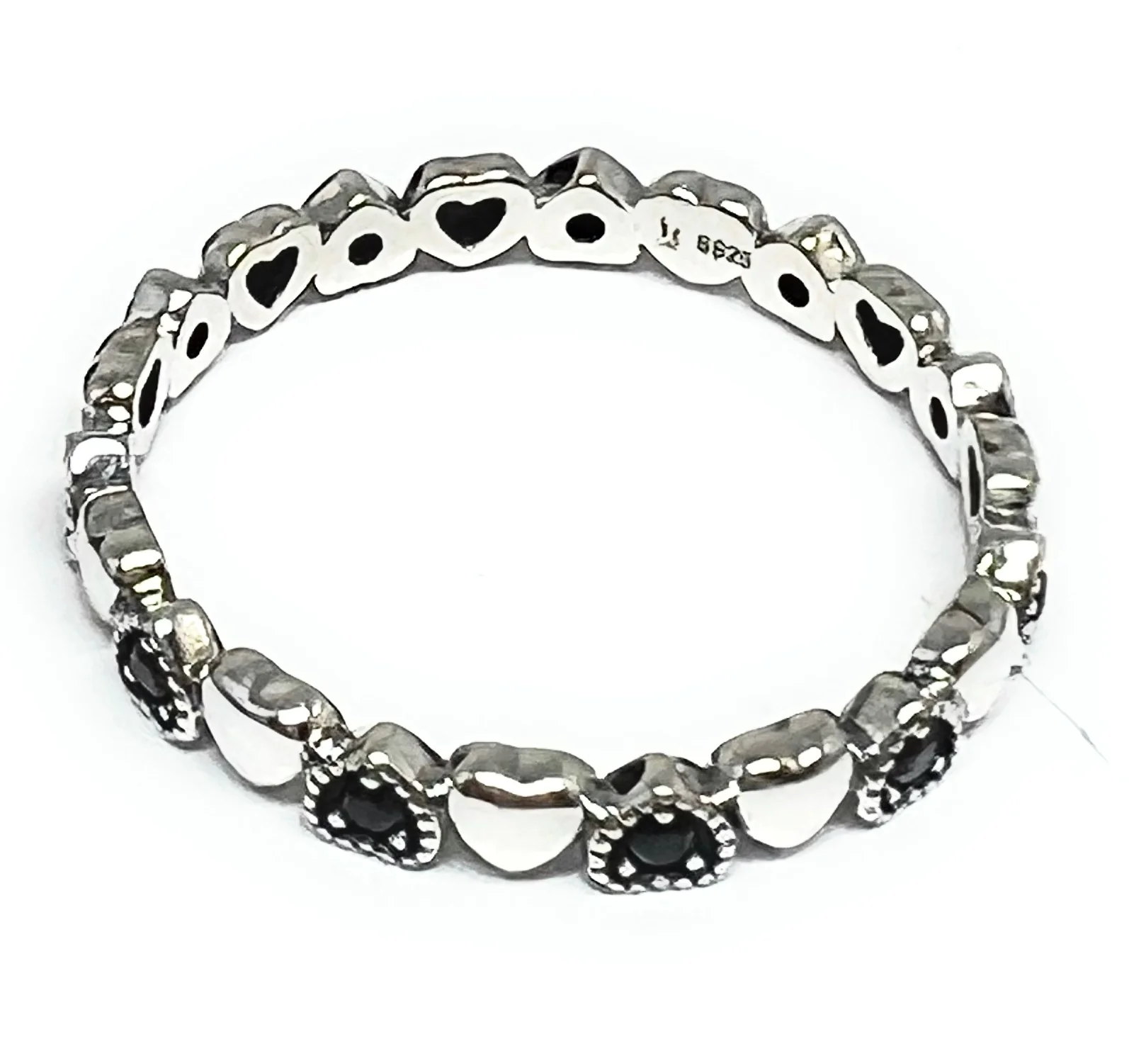 .925 Silver CZ Mini Hearts Band Ring (FCS 05) - Image 2