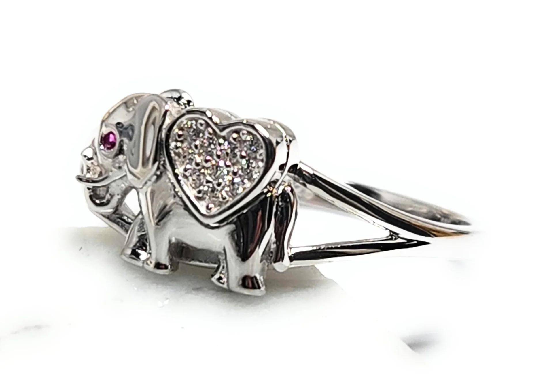 .925 Silver ELEPHANT CZ Ring - Image 2