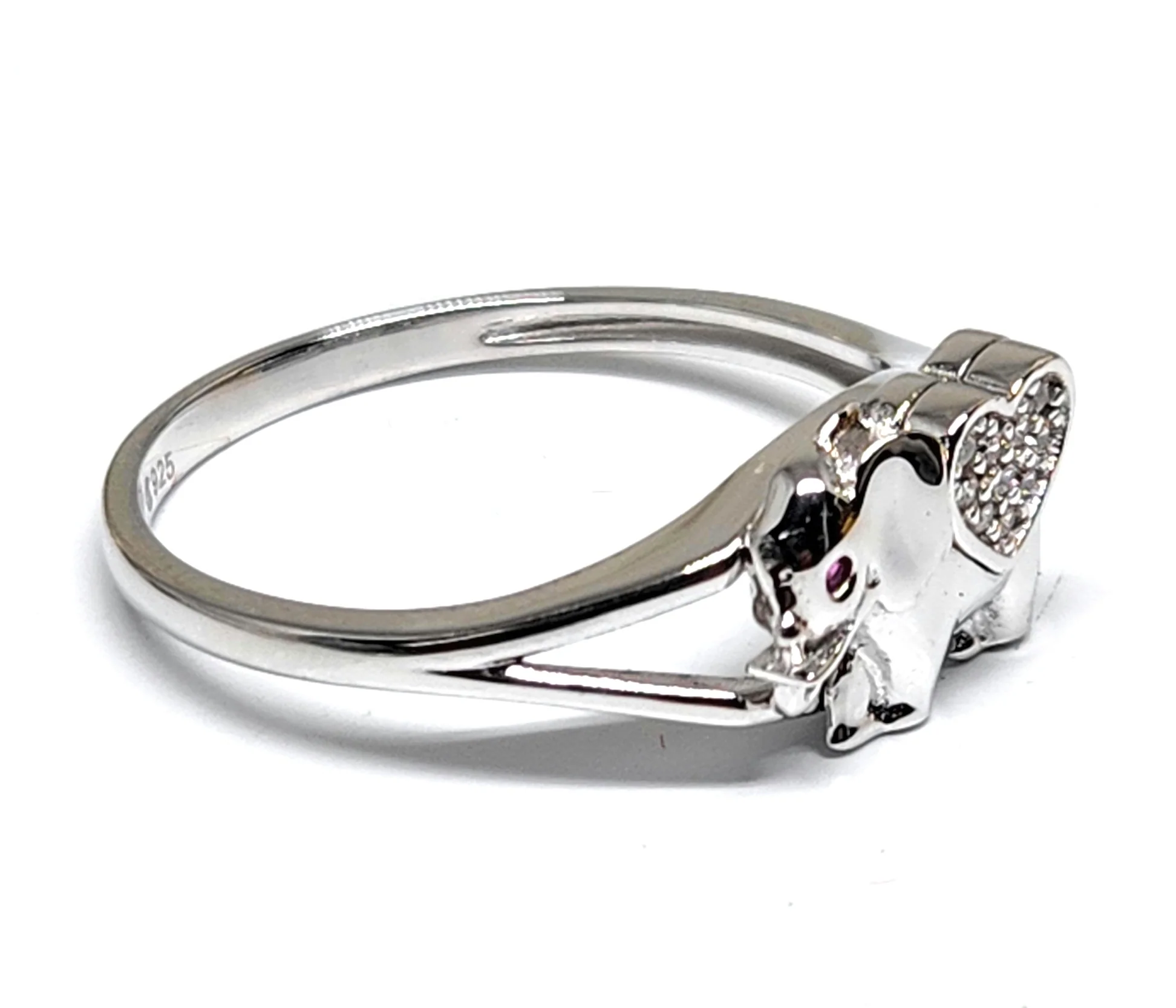 .925 Silver ELEPHANT CZ Ring - Image 4