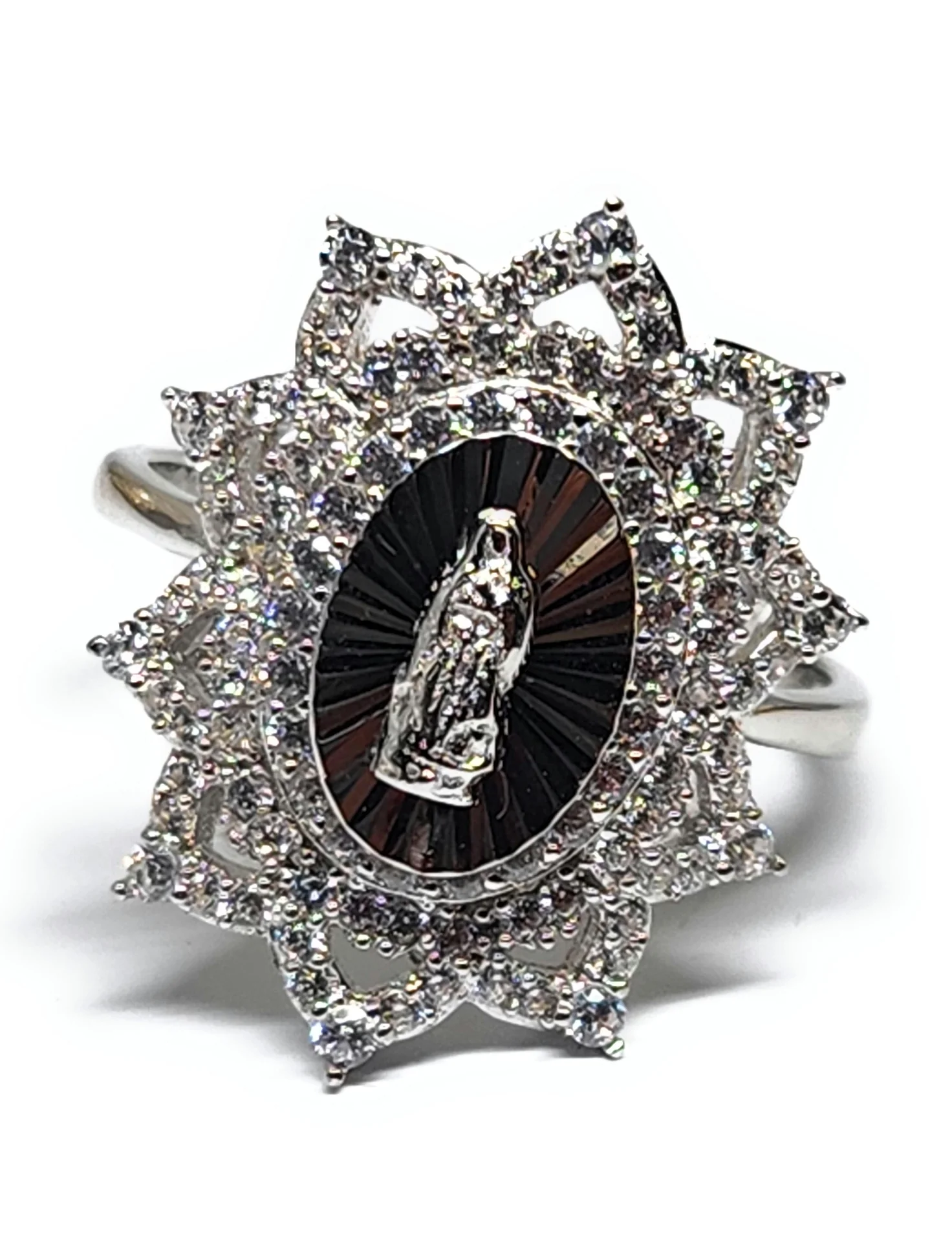 .925 Silver FANCY Viirgin Mary Virrgen Guadalupe CZ Ring