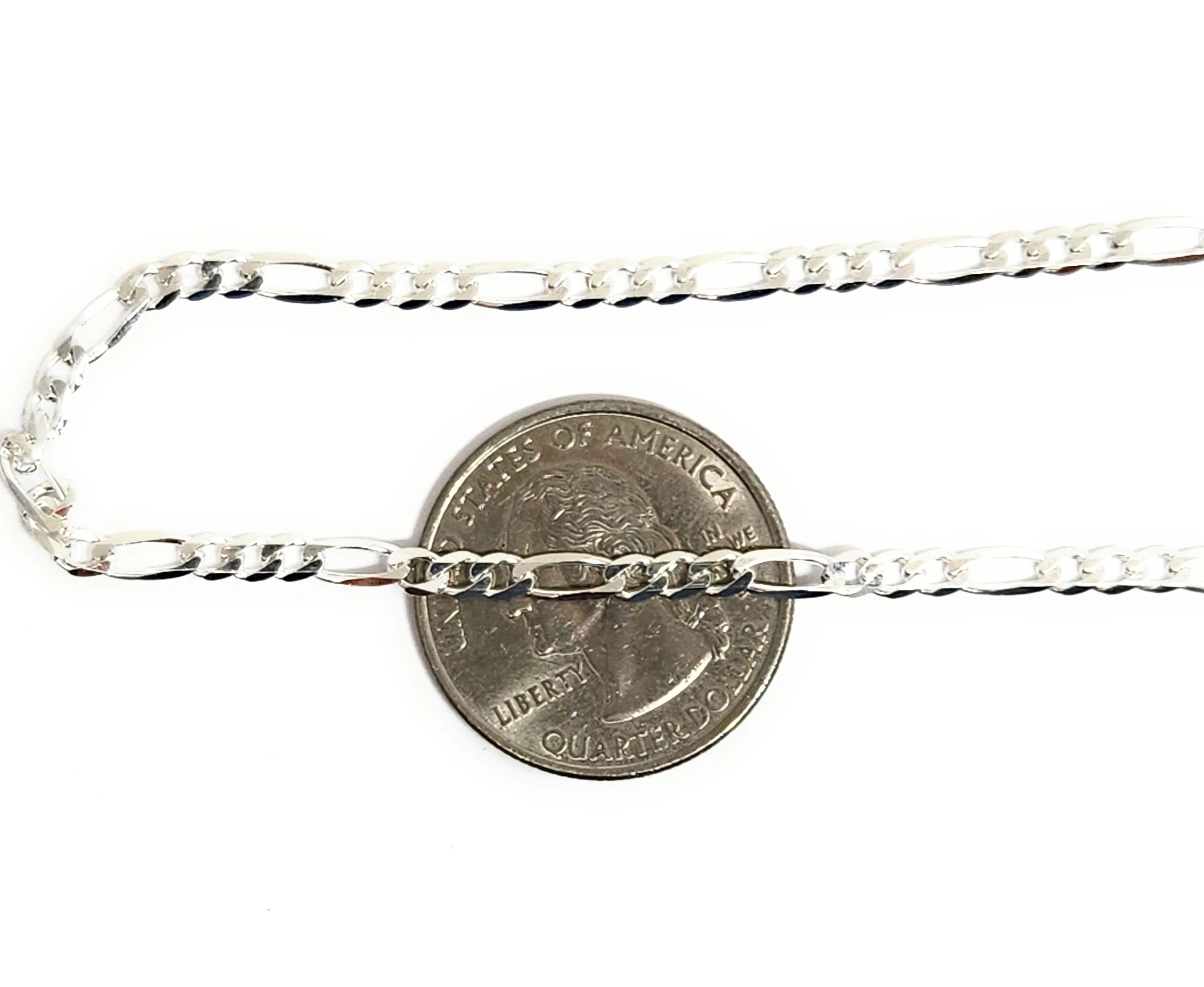 .925 Silver Figaro 7-9 inch 3mm width Braccelet - Image 2