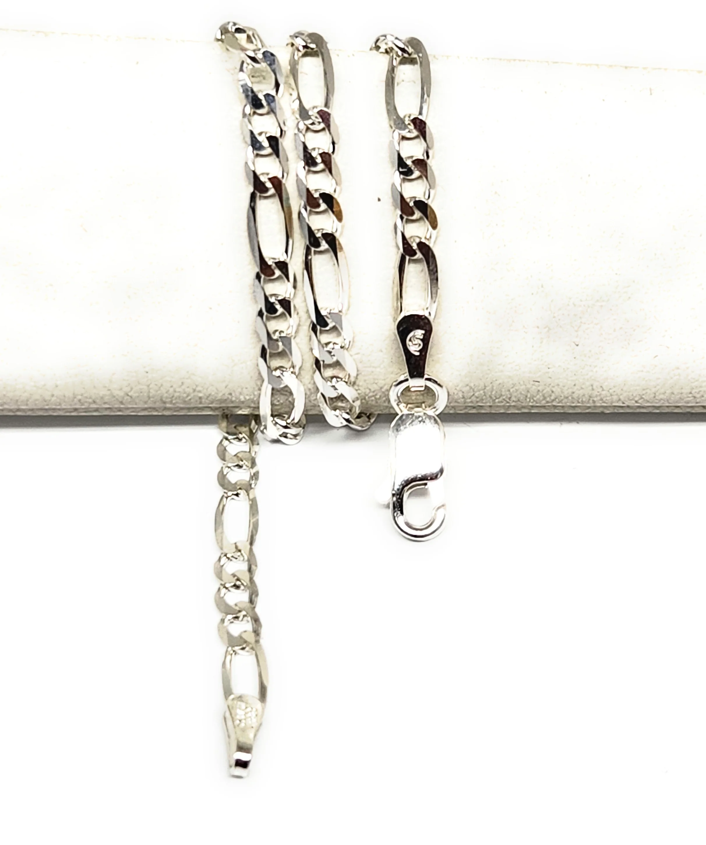 .925 Silver Figaro 7-9 inch 3mm width Braccelet - Image 3