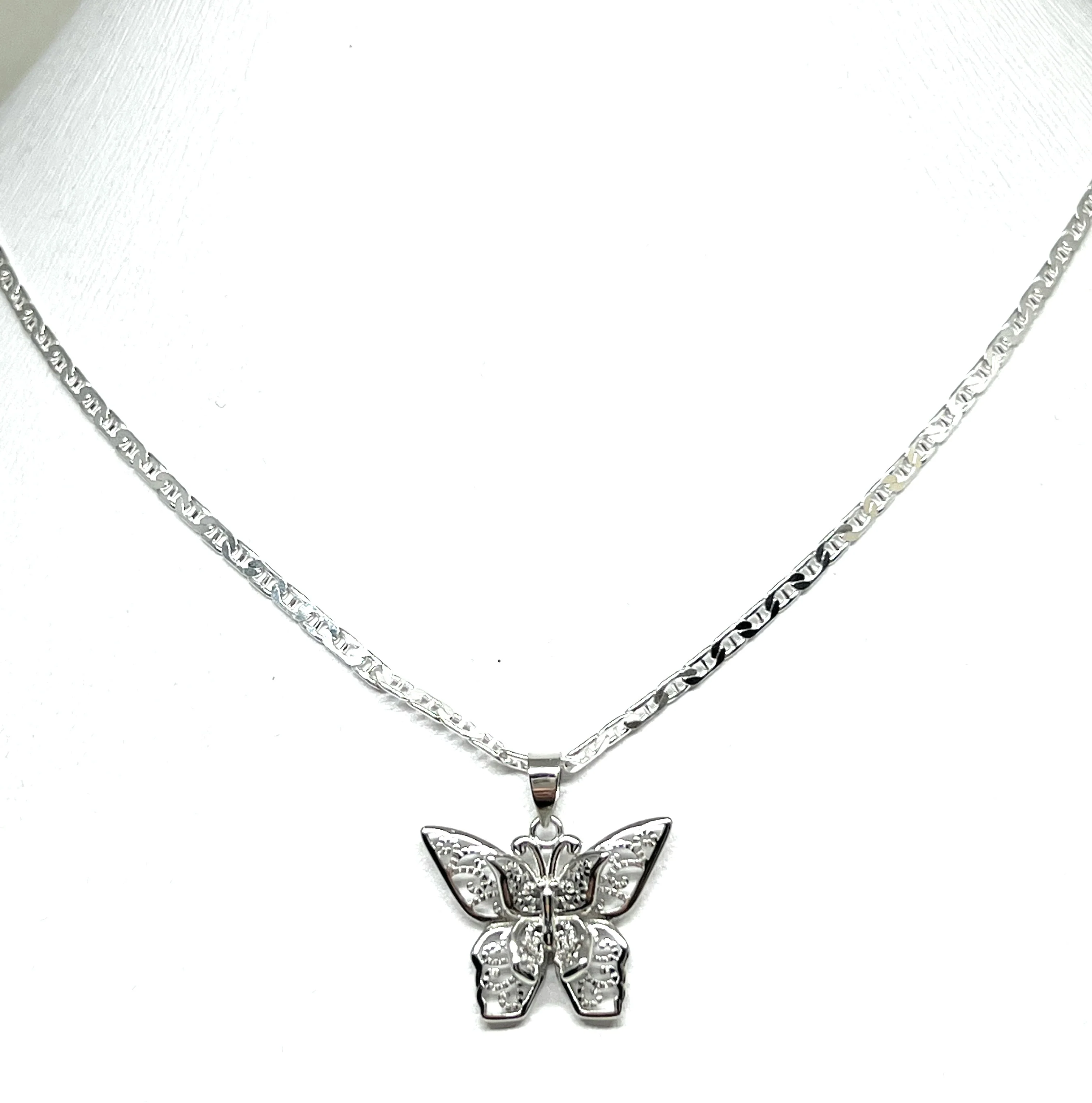 .925 Silver FILIGRANA BUTTERFLY MARIPOSA Pendant Necklace - Image 3