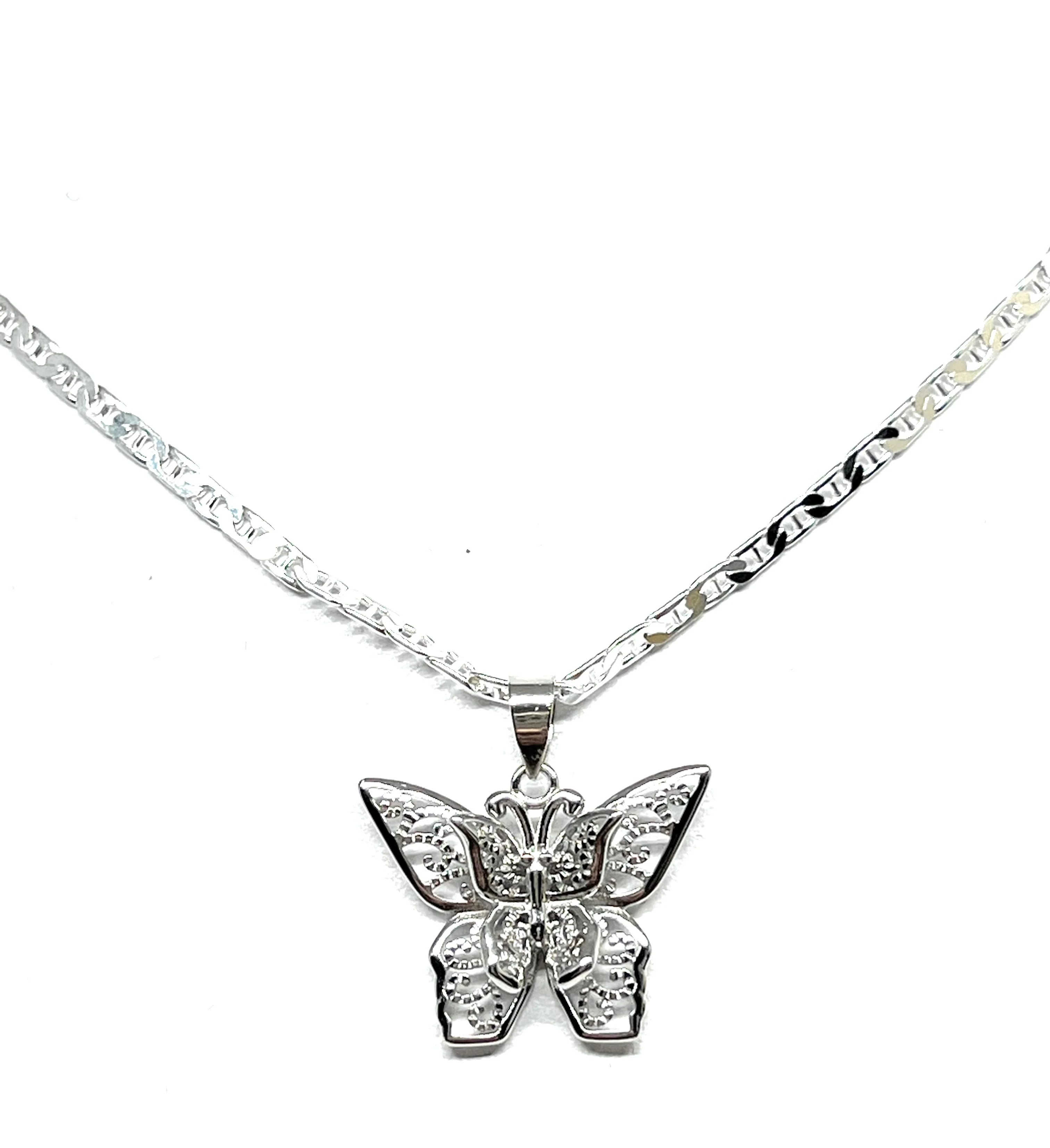 .925 Silver FILIGRANA BUTTERFLY MARIPOSA Pendant Necklace - Image 6