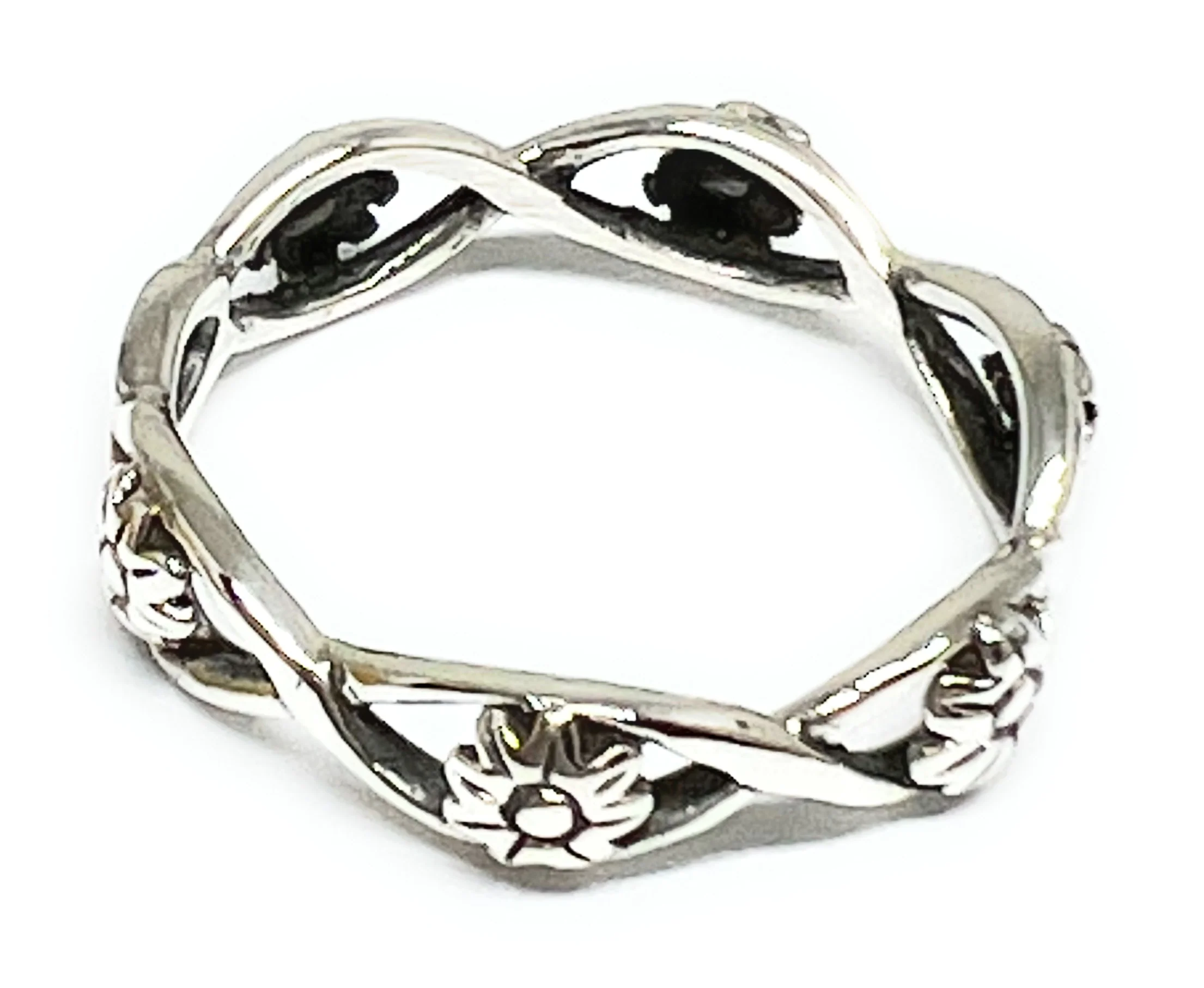 .925 Silver Flower Band Ring
