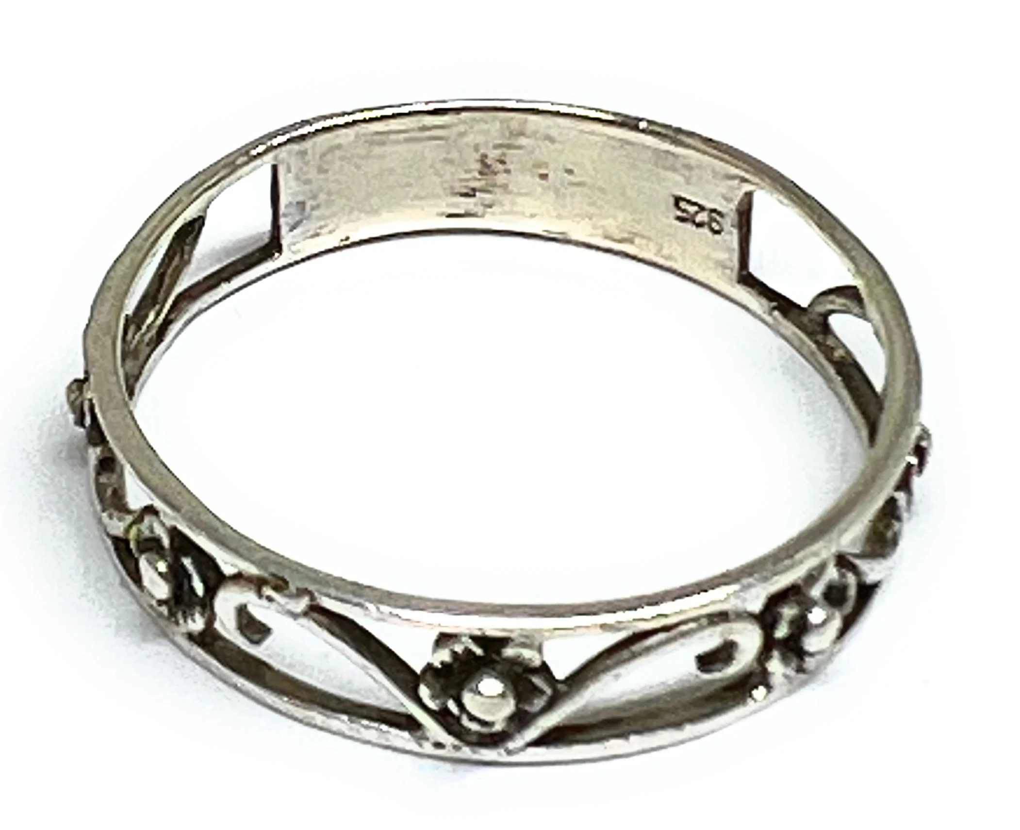 .925 Silver Flower Band Ring