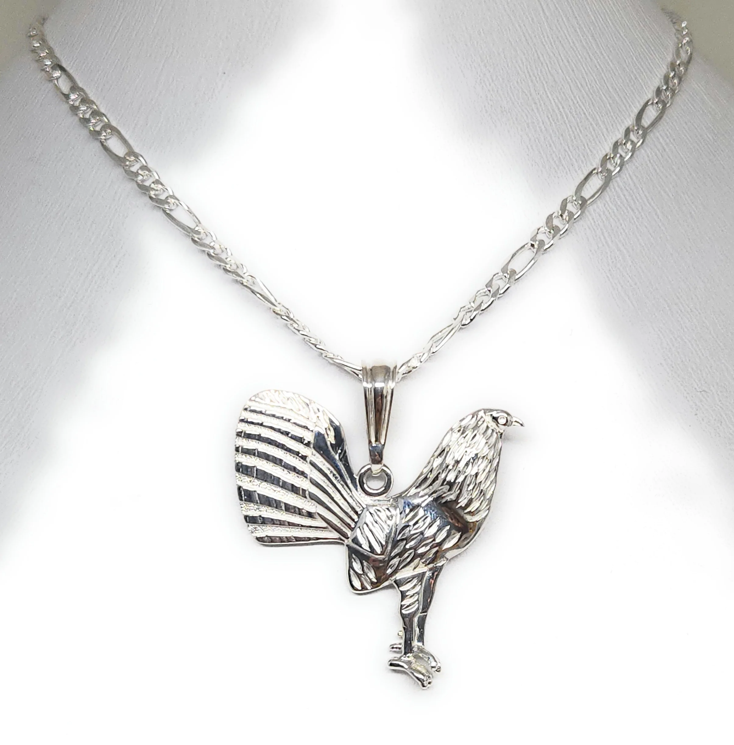 .925 Silver GALLO MEDALLA ROOSTER CHICKEN PENDANT NECKLACE - Image 7