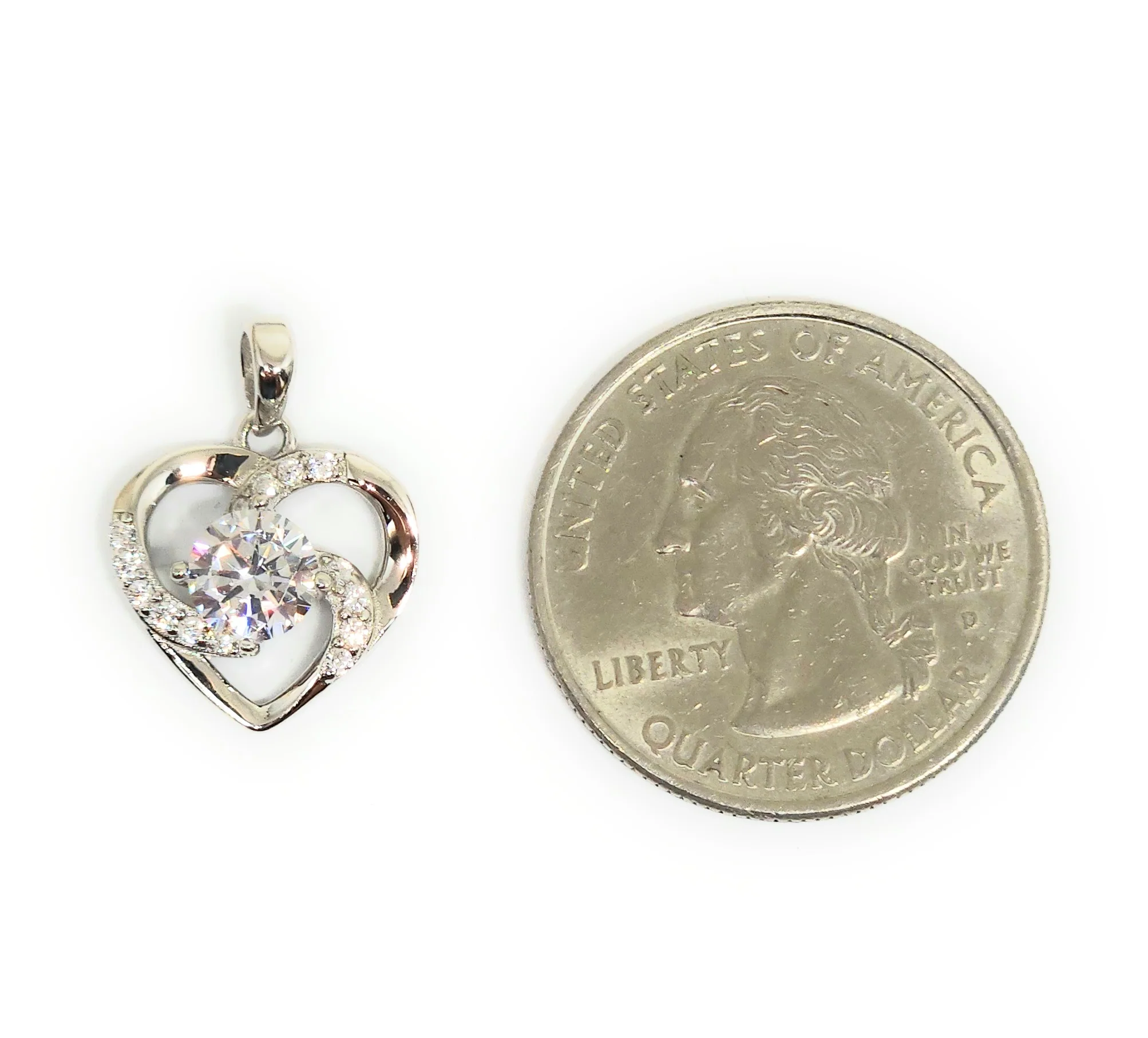 .925 Silver Heart CZ Pendant Necklace with Chain Options - Image 2