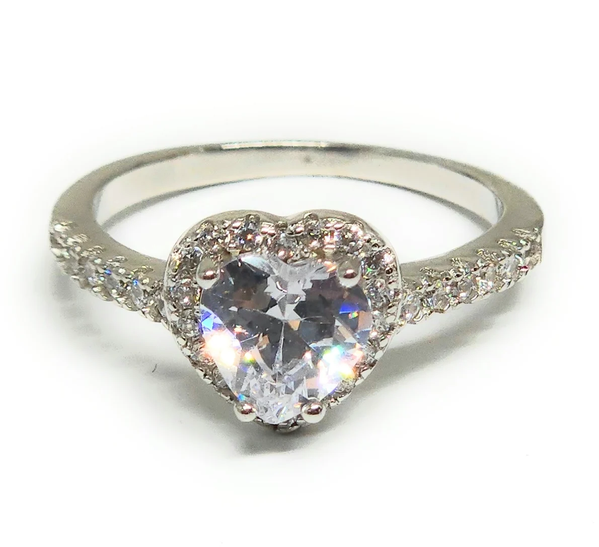 .925 Silver Heart CZ Ring