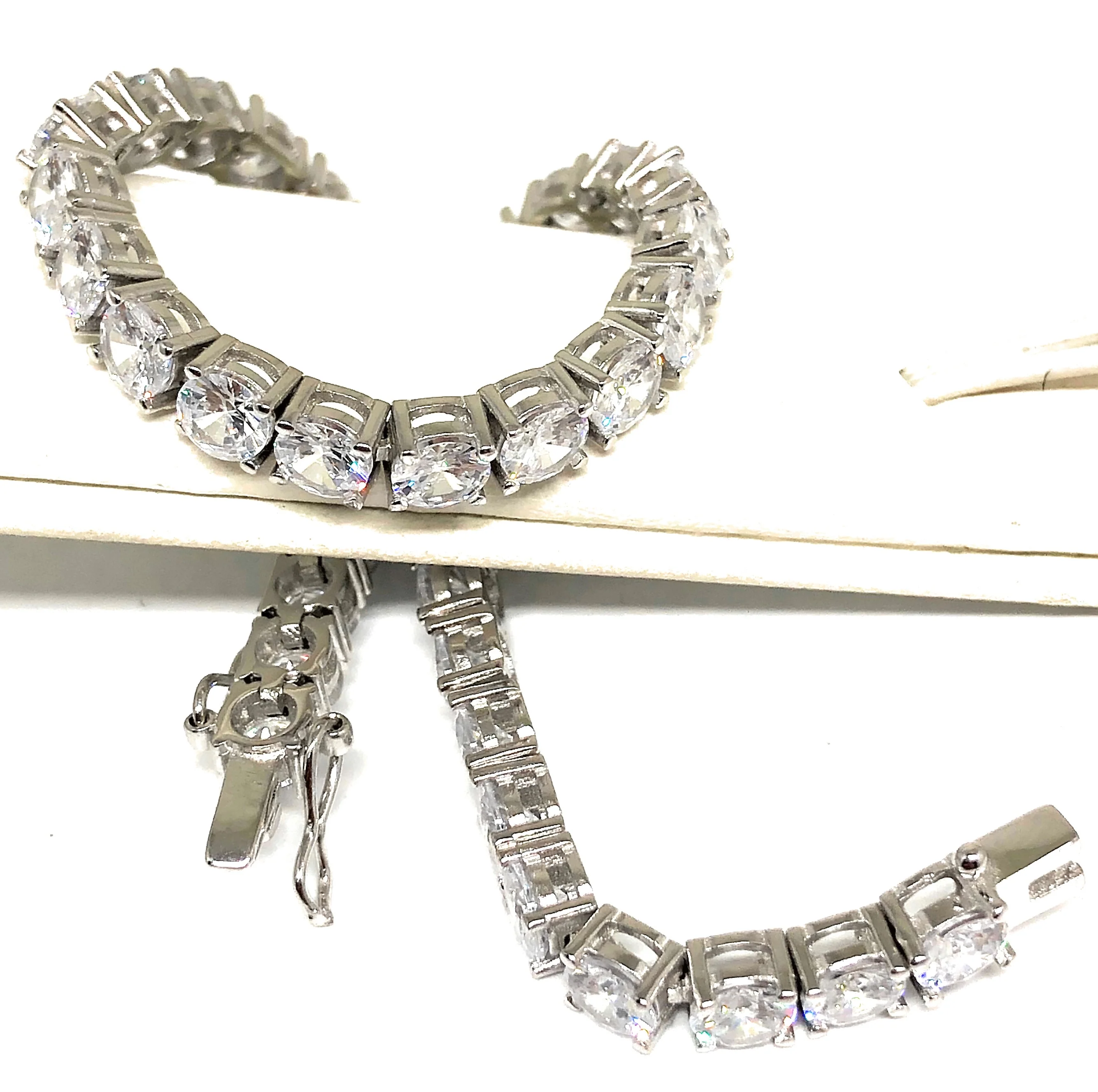 .925 Silver Icced Out CZ Tennis Braccelet 8 inch 5mm width - Image 6