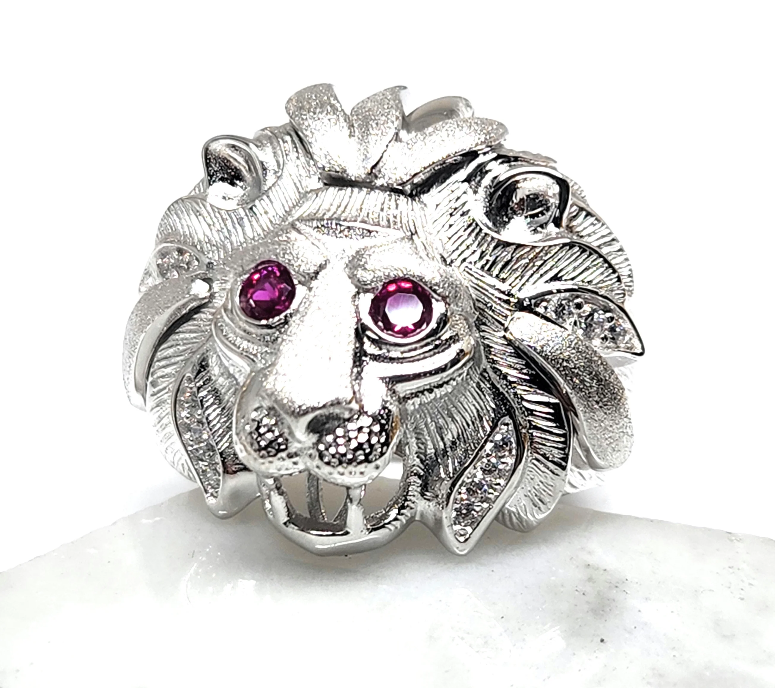 .925 Silver LION HEAD CZ Ring - Image 2