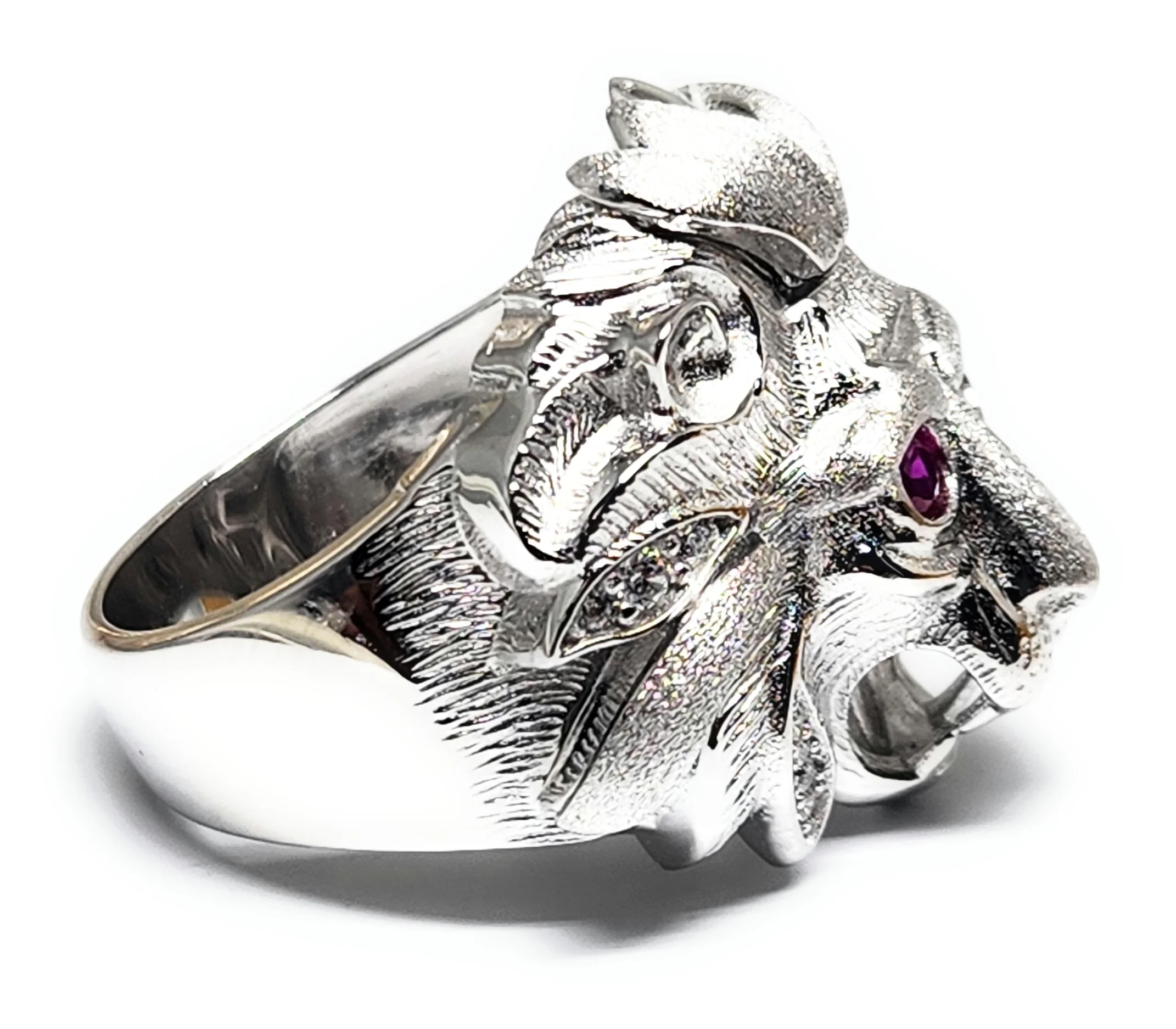.925 Silver LION HEAD CZ Ring - Image 4
