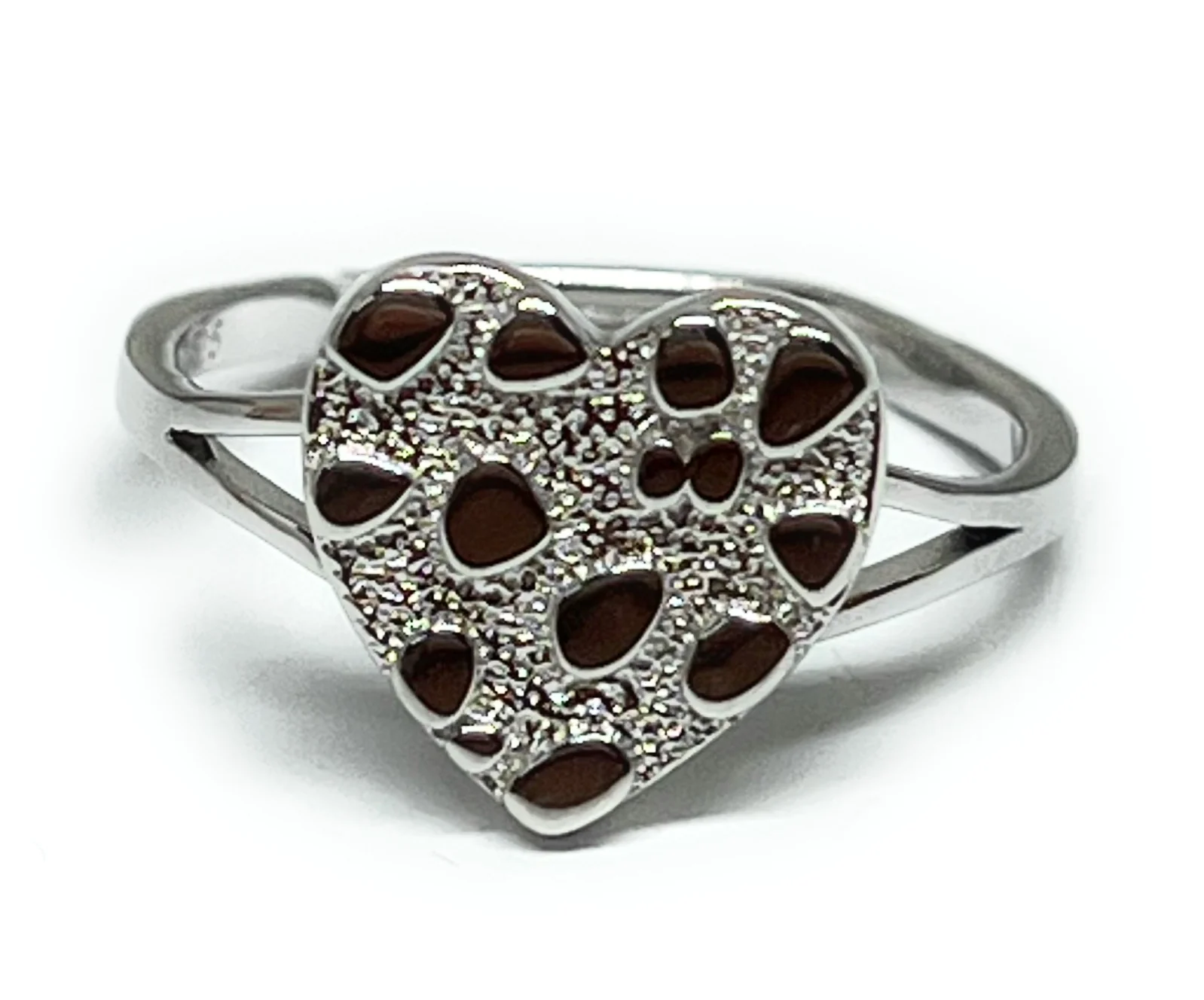 .925 Silver NUGGET HEART RING ADJUSTABLE (SM) (SIZES 6-12)