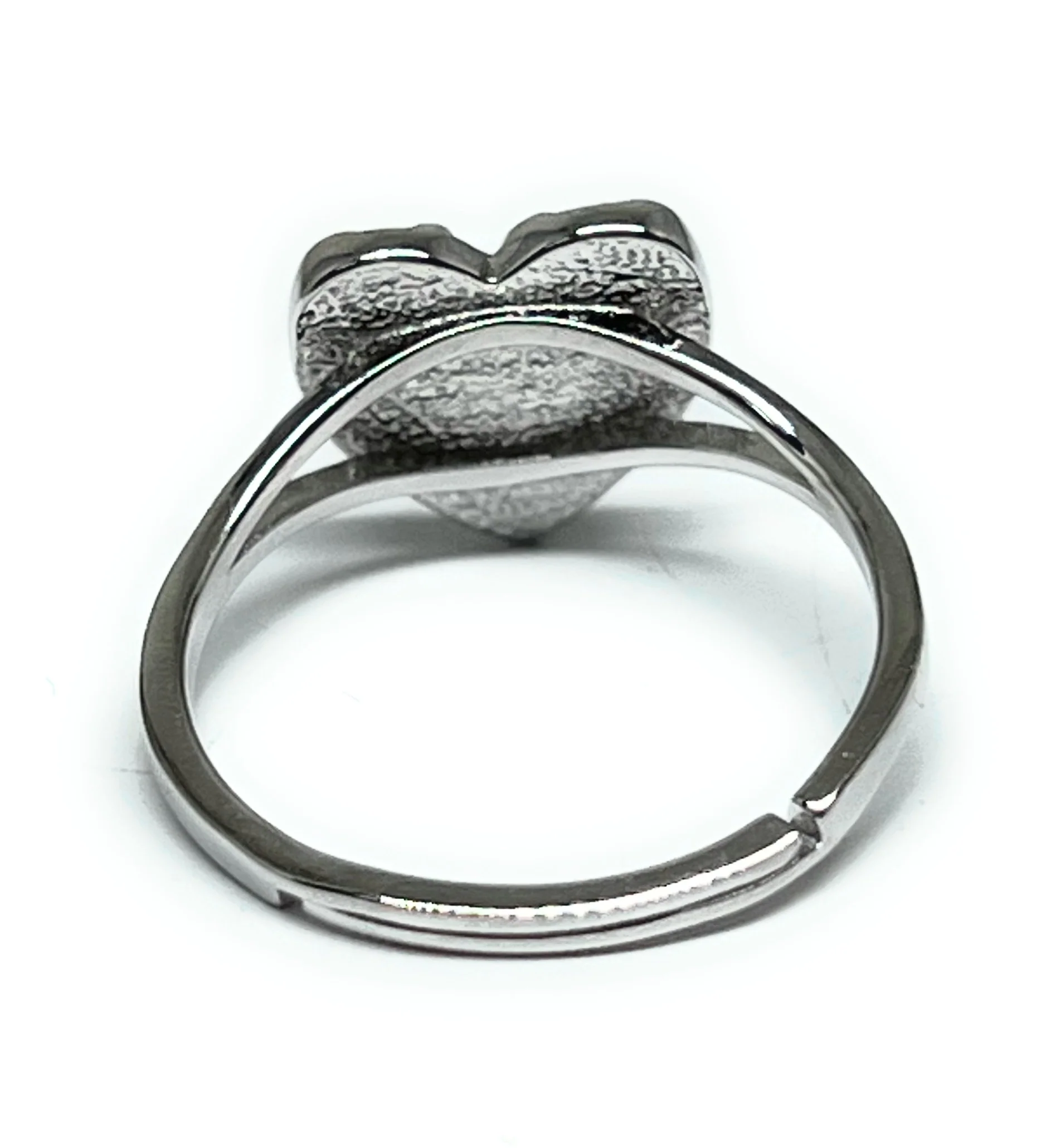 .925 Silver NUGGET HEART RING ADJUSTABLE (SM) (SIZES 6-12) - Image 3