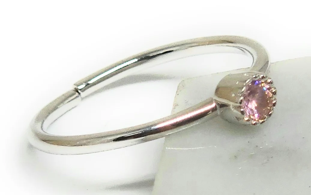 .925 Silver PINK CZ Adjustable Ring - Image 2