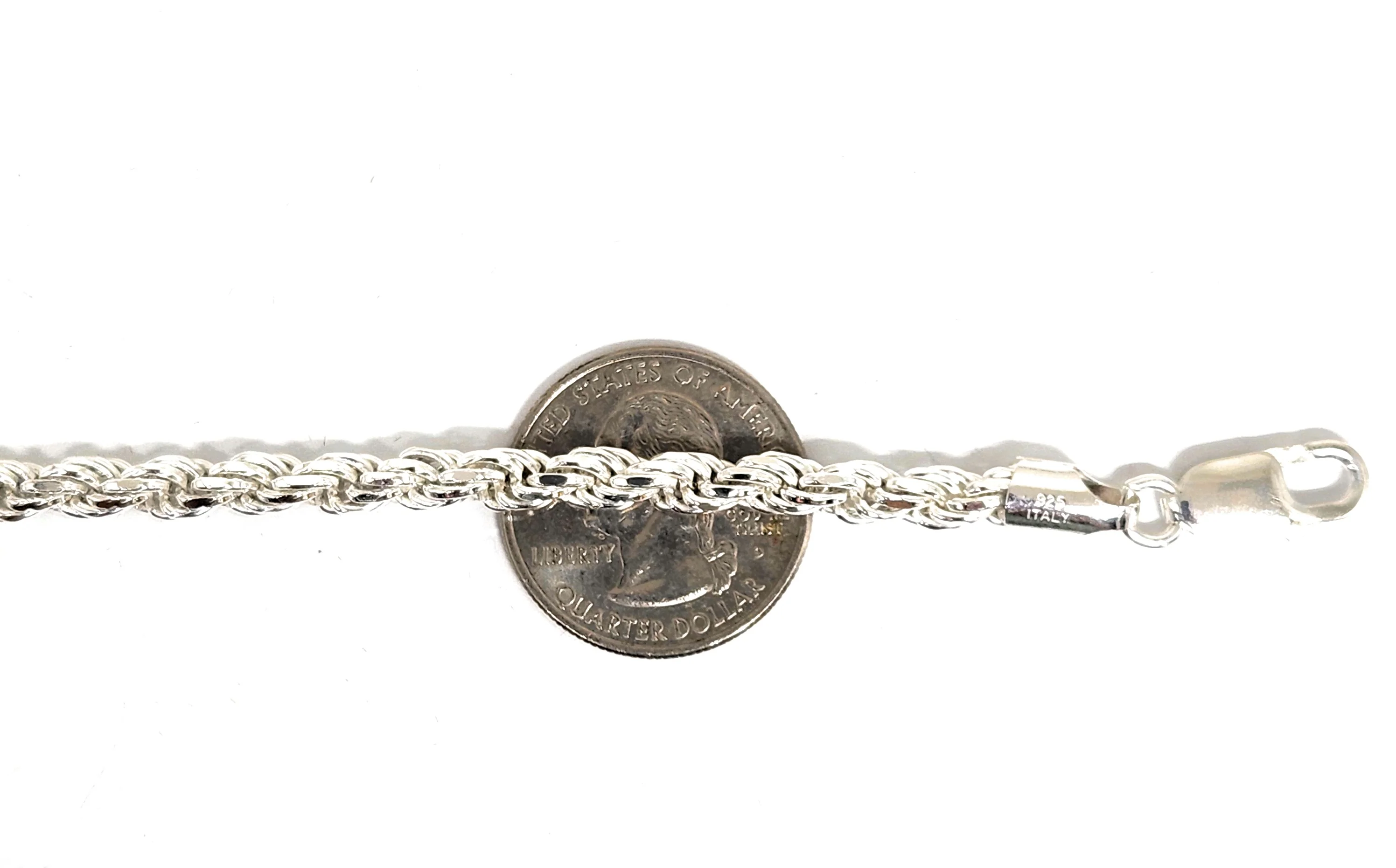 .925 Silver ROPE 7-8 inch 5mm Width Braccelet - Image 2