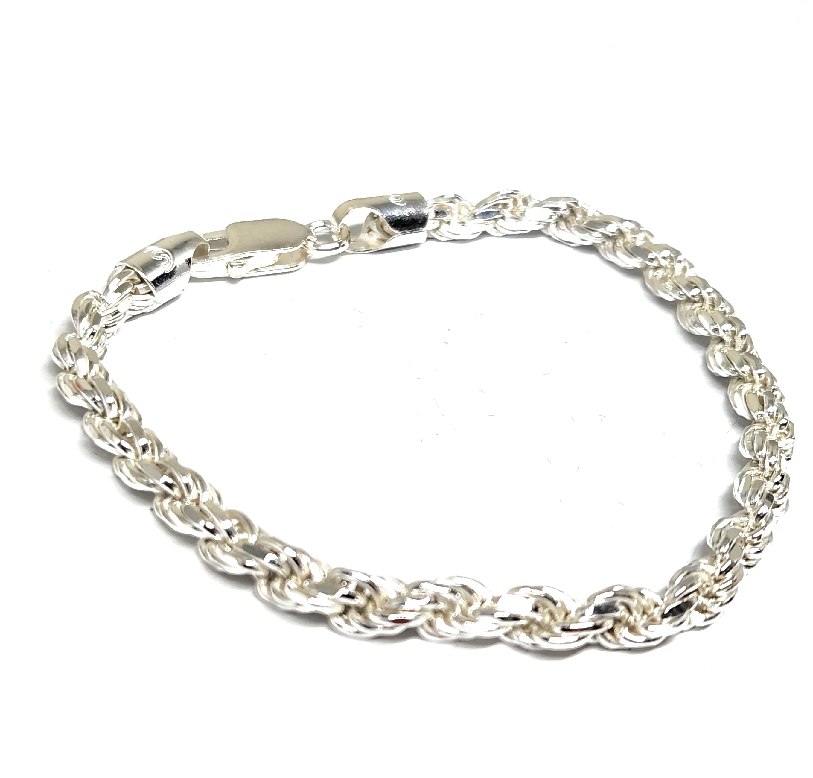 .925 Silver ROPE 7-8 inch 5mm Width Braccelet - Image 3