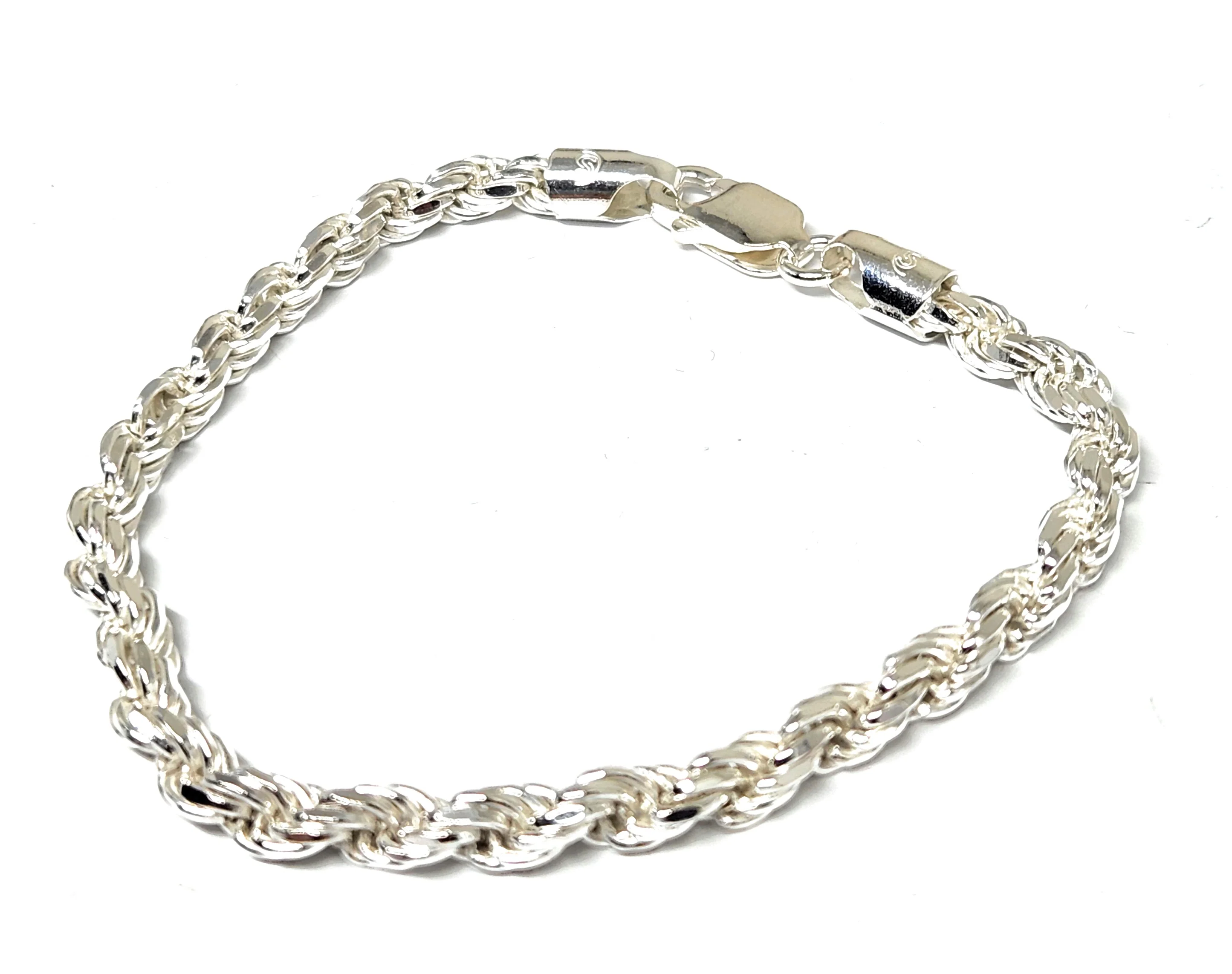 .925 Silver ROPE 7-8 inch 5mm Width Braccelet - Image 4