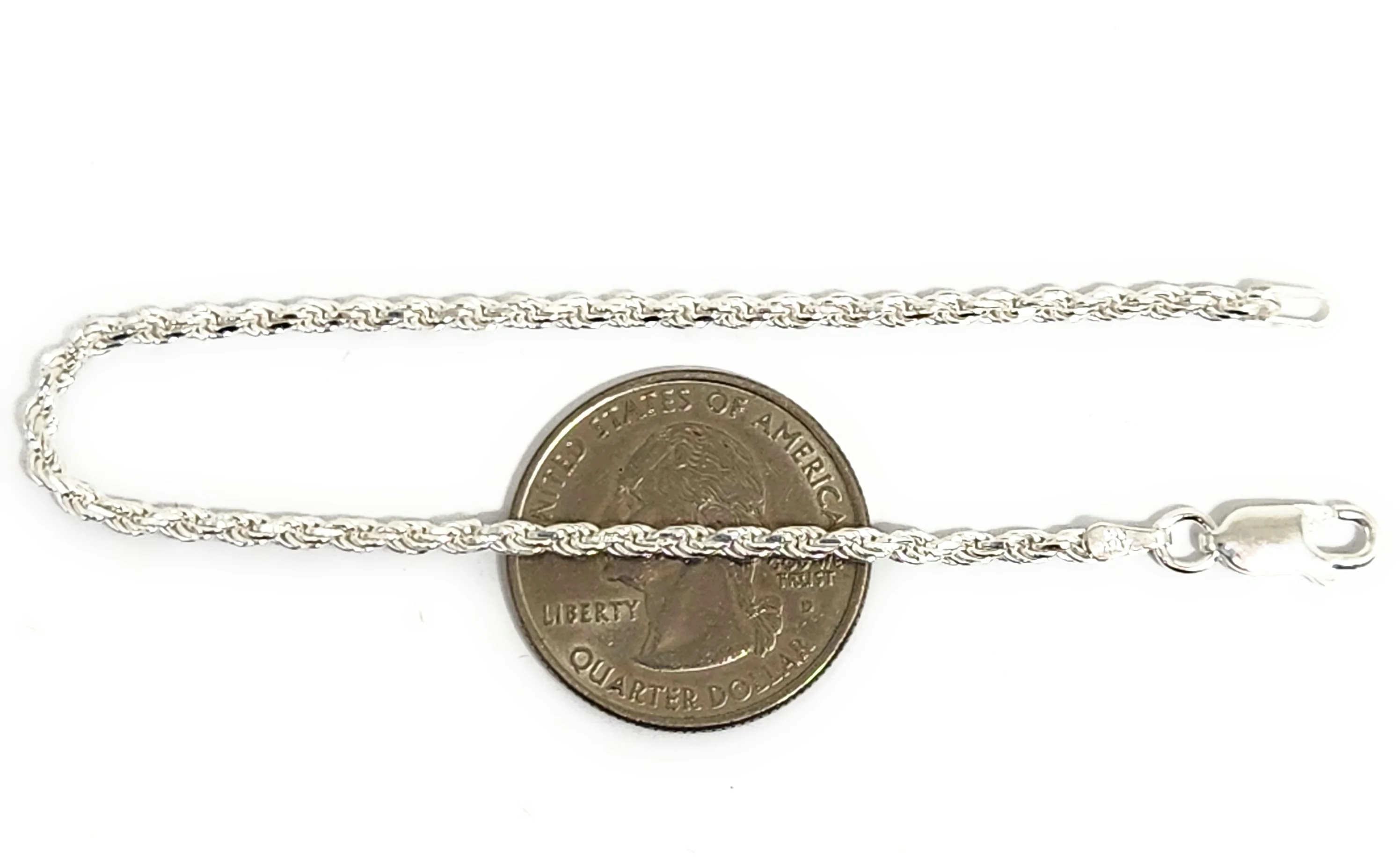 .925 Silver ROPE 7-9 inch 2mm Width Braccelet - Image 2