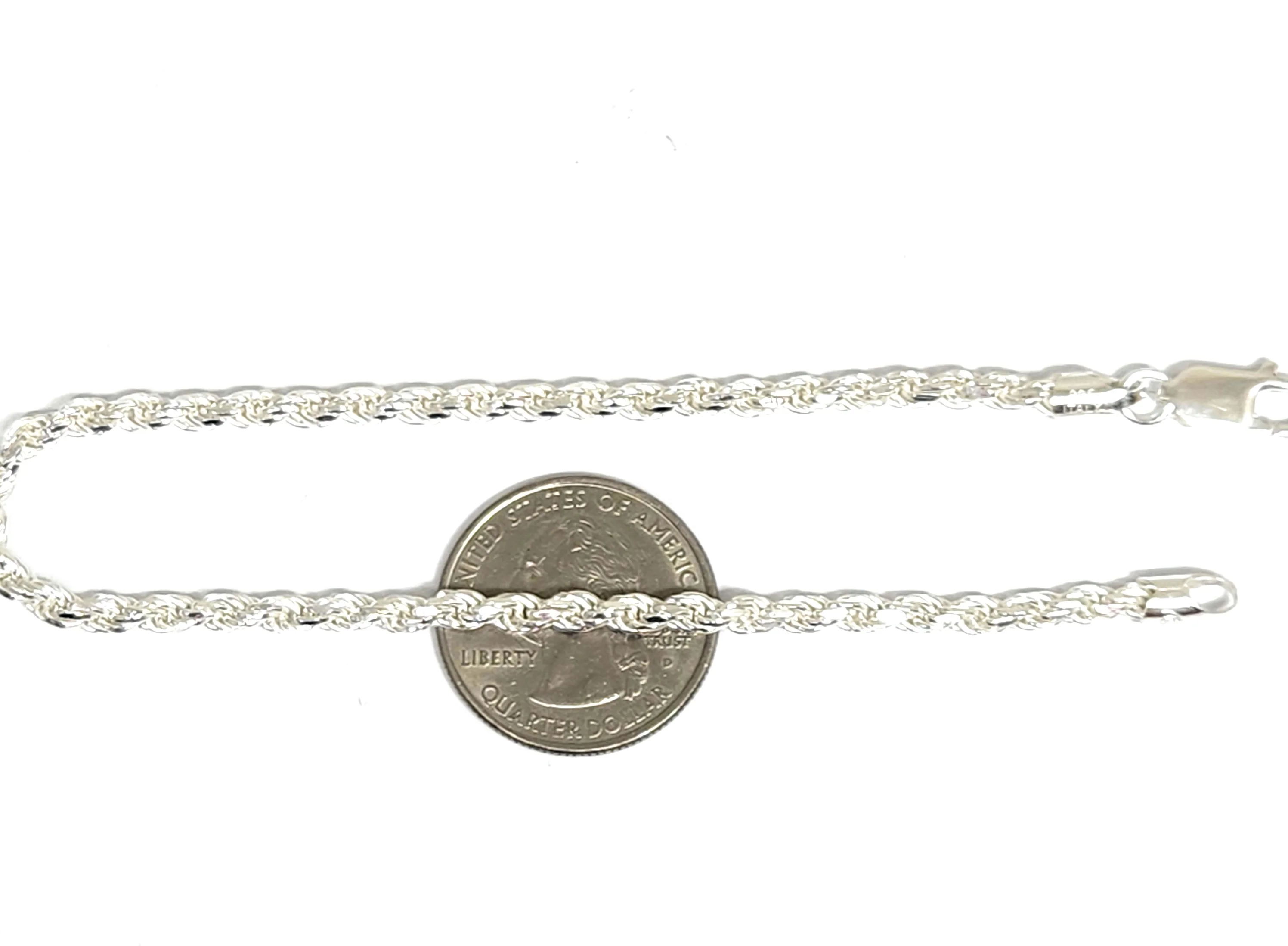 .925 Silver ROPE 7-9 inch 3.3mm Width Braccelet - Image 2
