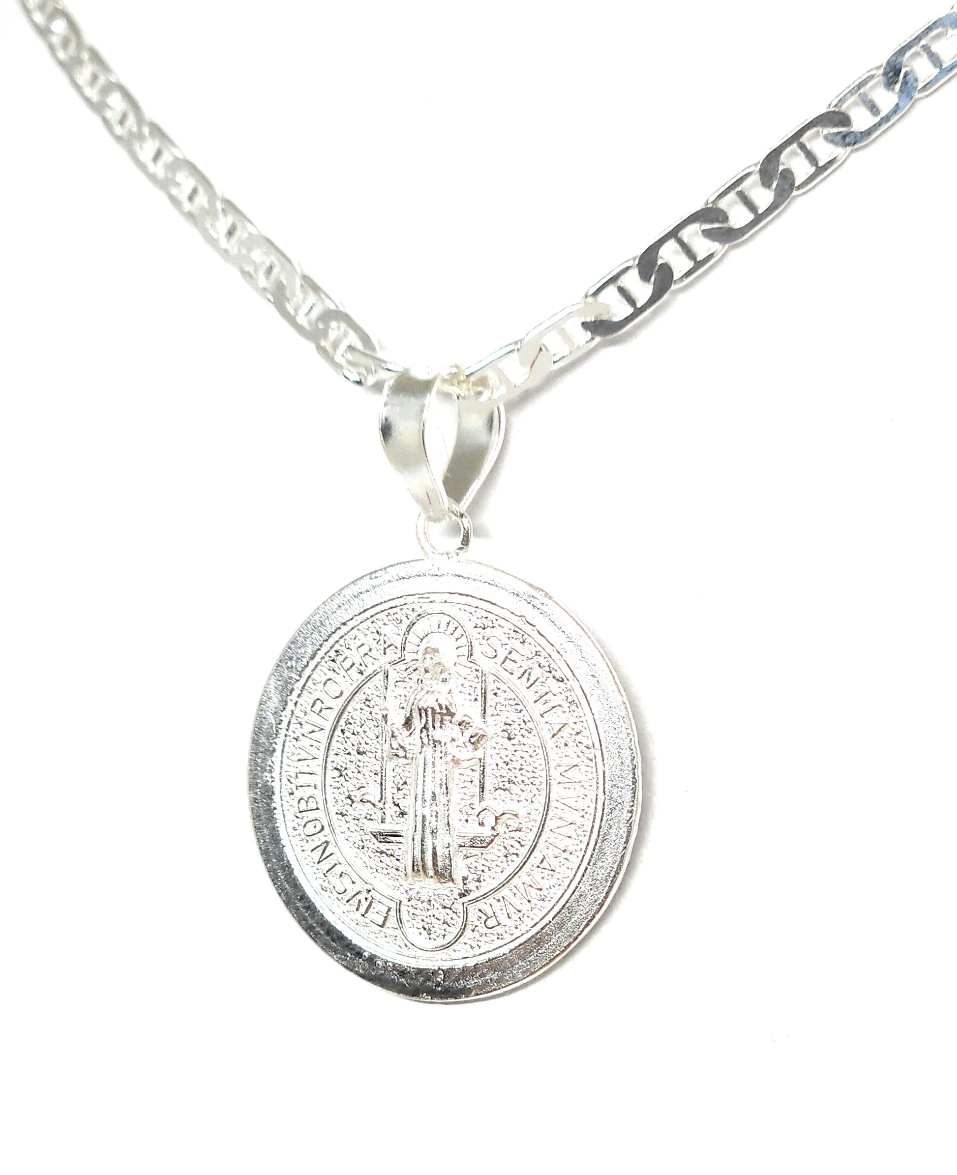 .925 Silver Saan Bennito Saaint Benedict Pendant Necklace (MADE IN MX) (SM,XS) - Image 7