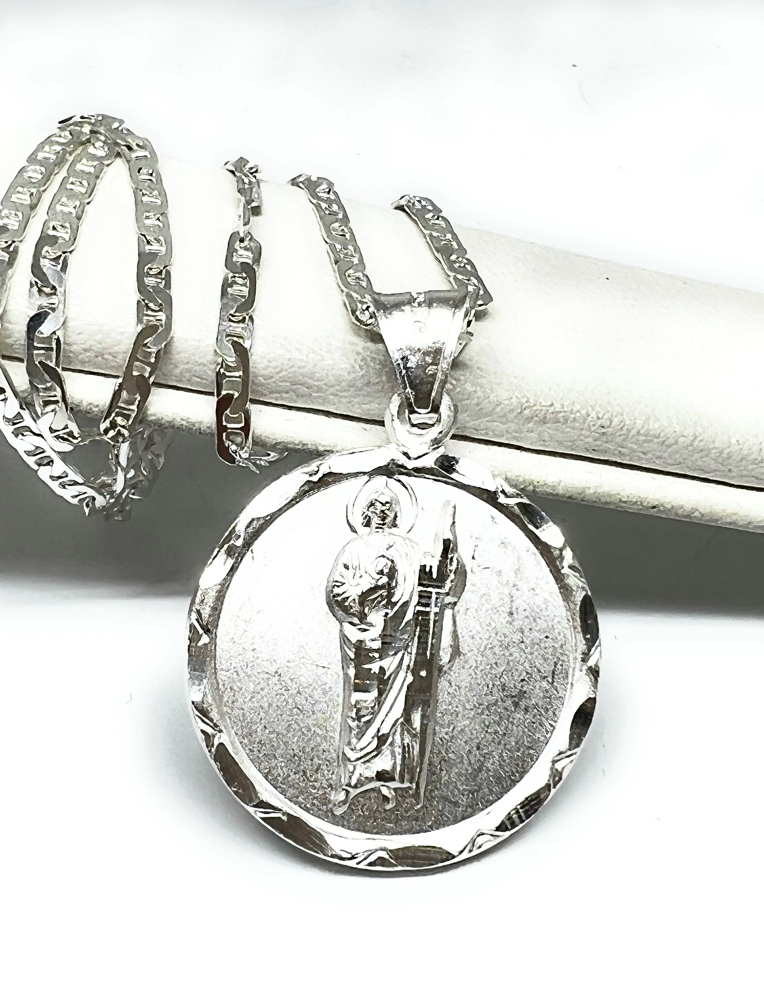 .925 Silver Saan Judas Pendant Necklace with Chain Options - Image 3