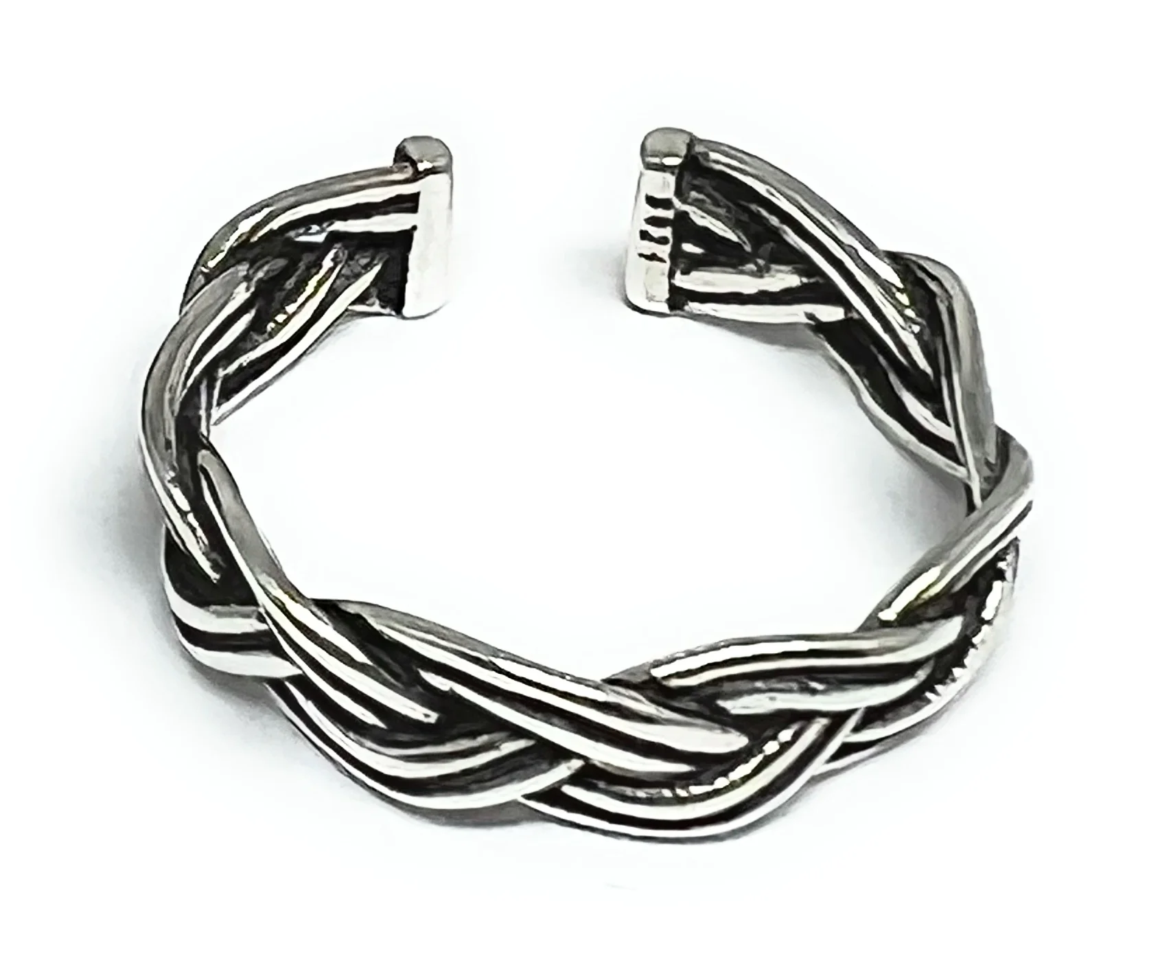 .925 Silver Twisted Band Adjustable Ring (FCS 21)