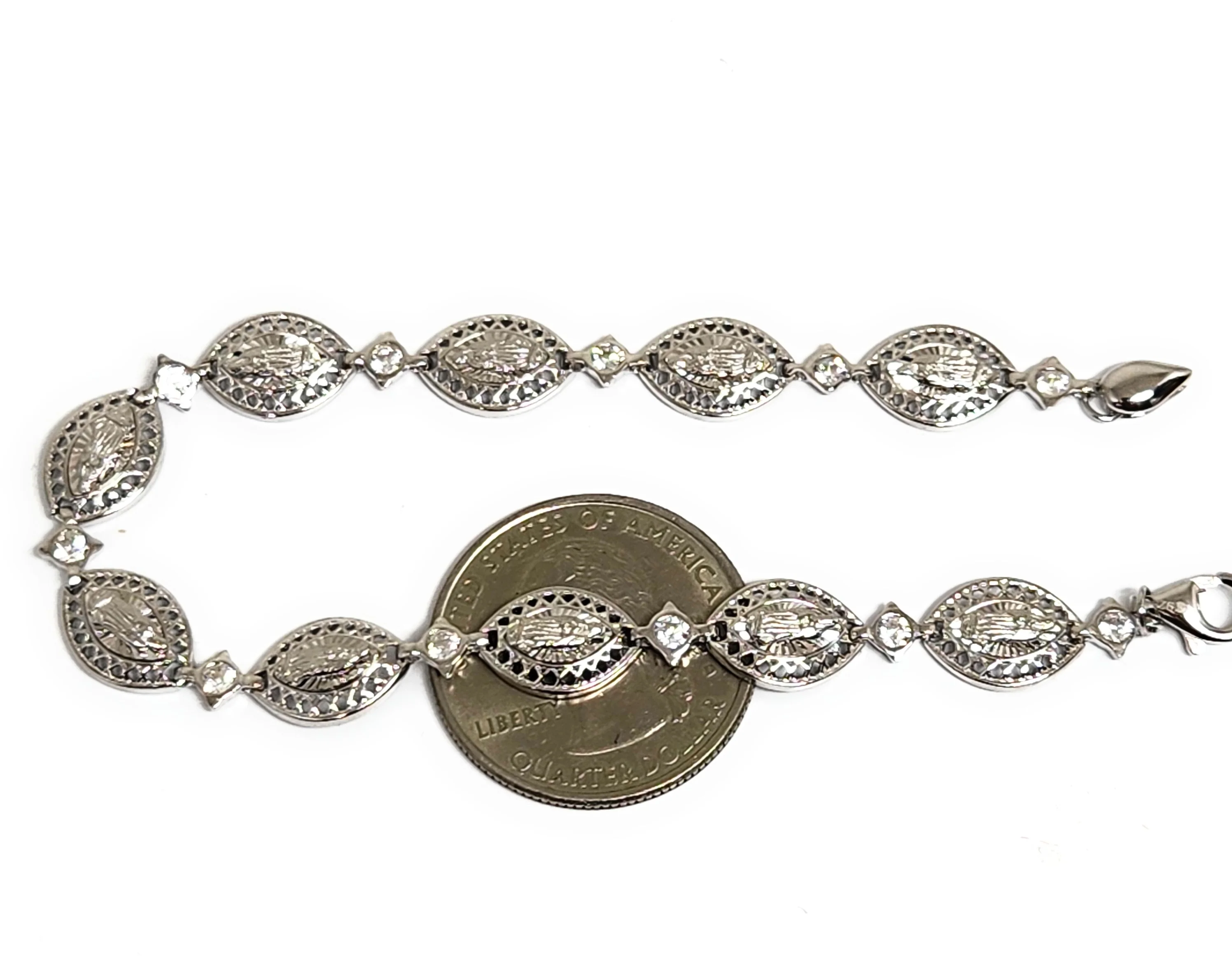 .925 Silver Virrgin Marry CZ Braccelet 7.5 inch 8mm - Image 2