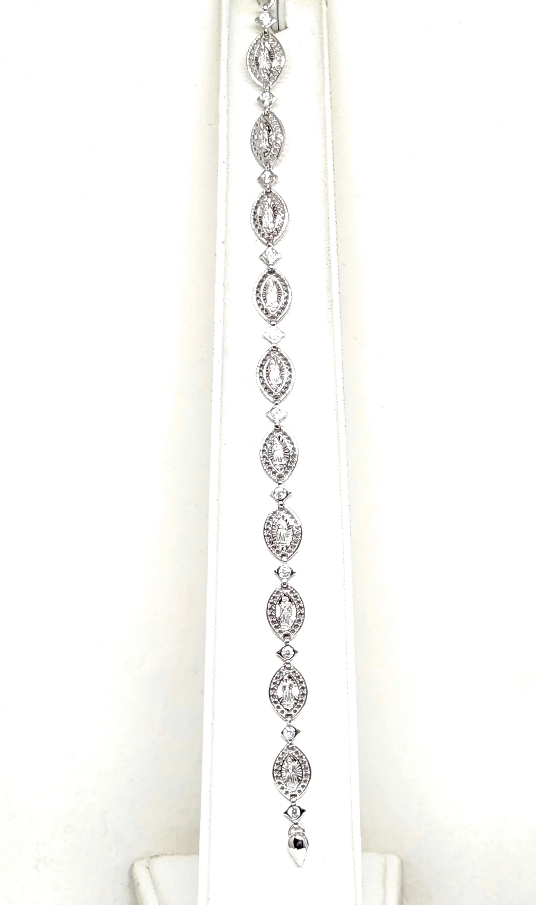 .925 Silver Virrgin Marry CZ Braccelet 7.5 inch 8mm - Image 6