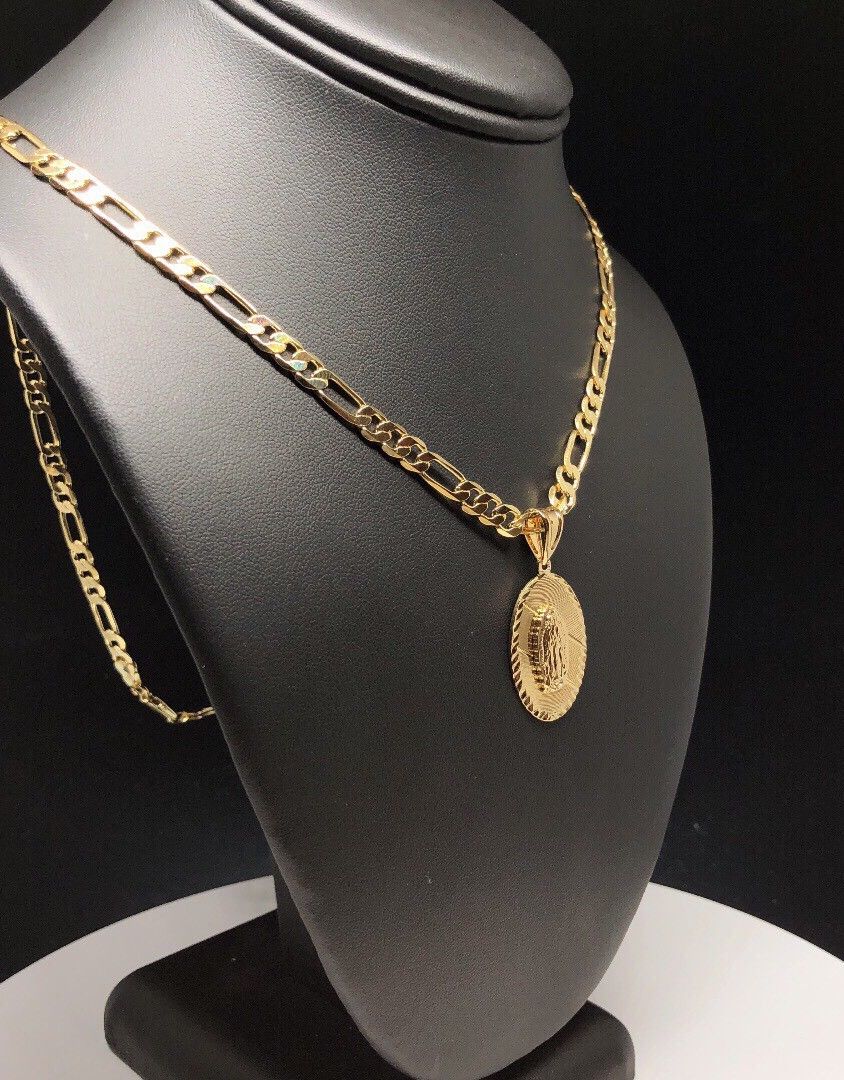 Gold Plated Small Virgin Mary Pendant with 24" Chain  Virgen De Guadalupe Medalla - Image 6