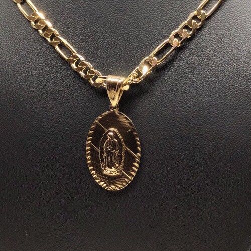 Gold Plated Small Virgin Mary Pendant with 24" Chain  Virgen De Guadalupe Medalla - Image 7