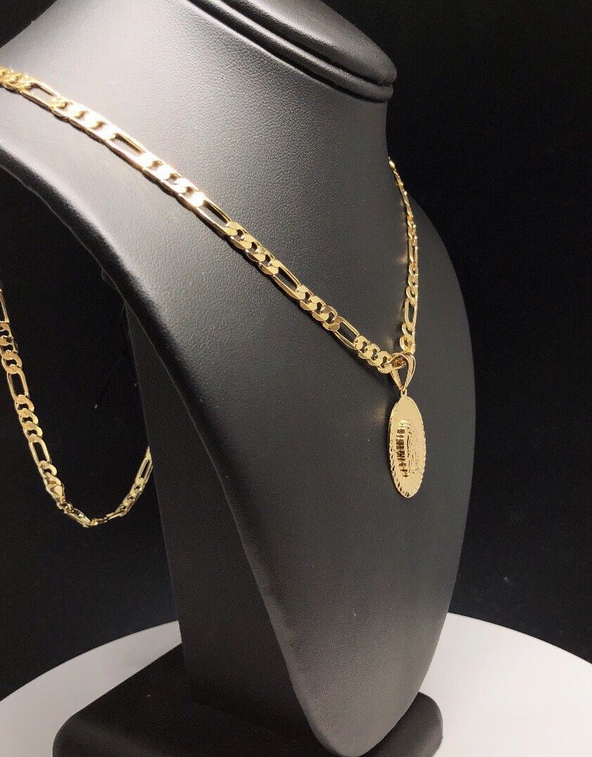 Gold Plated Small Virgin Mary Pendant with 24" Chain  Virgen De Guadalupe Medalla - Image 8